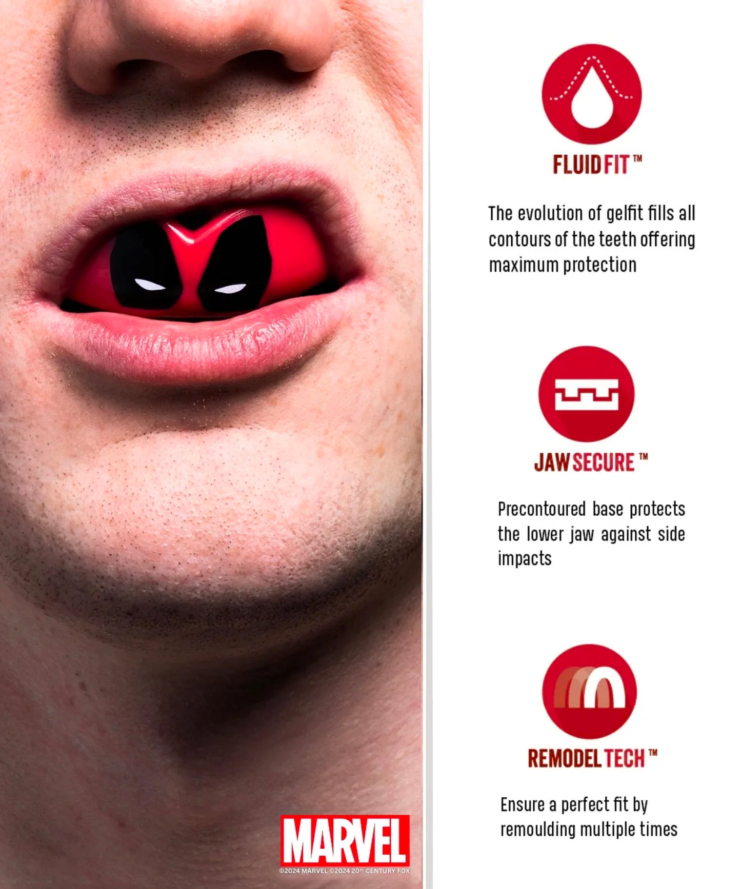 Protège-Dents Safejawz Marvel - Deadpool - Rouge