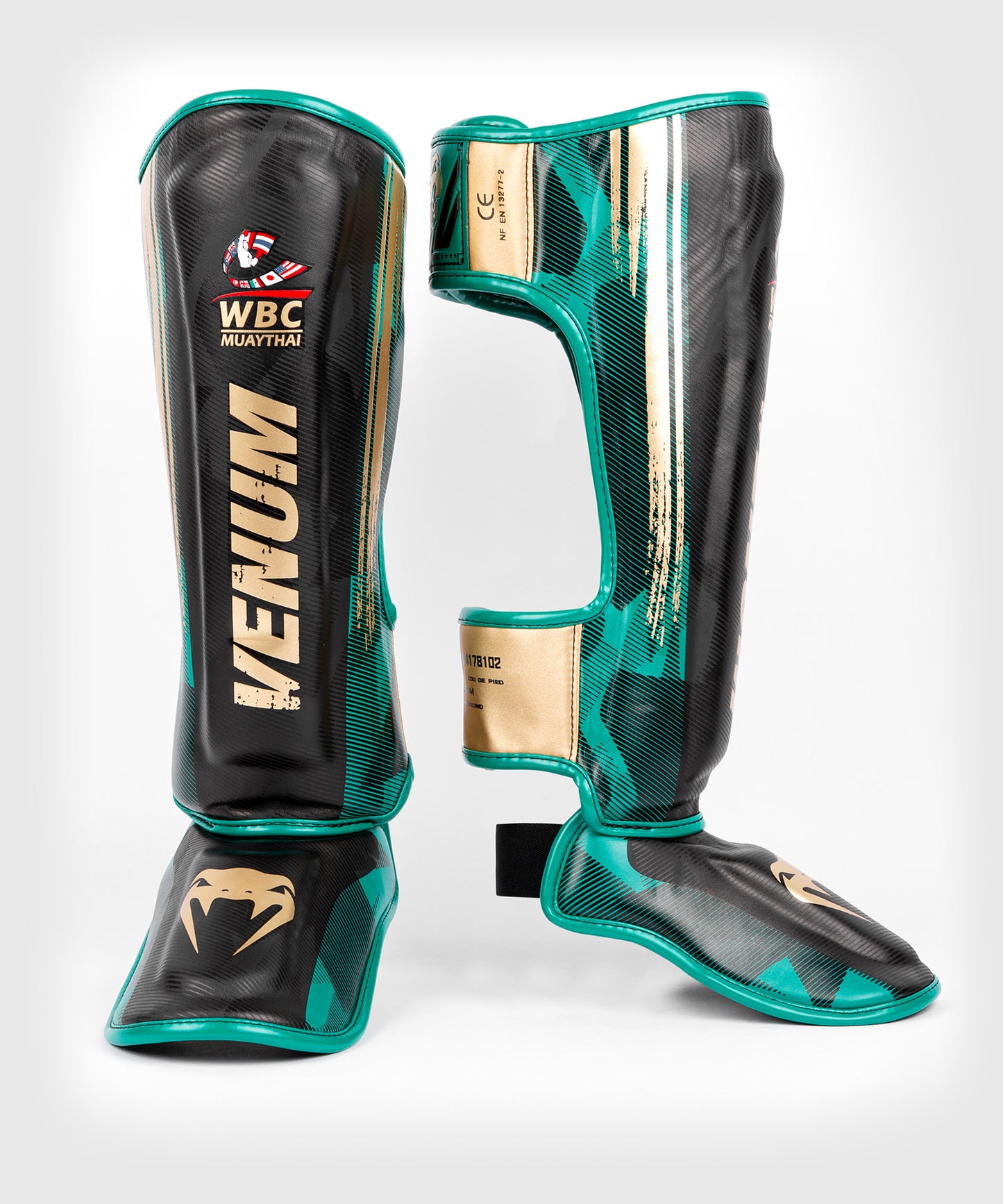 Venum WBC Muay Thai Shin Guards - Black/Green