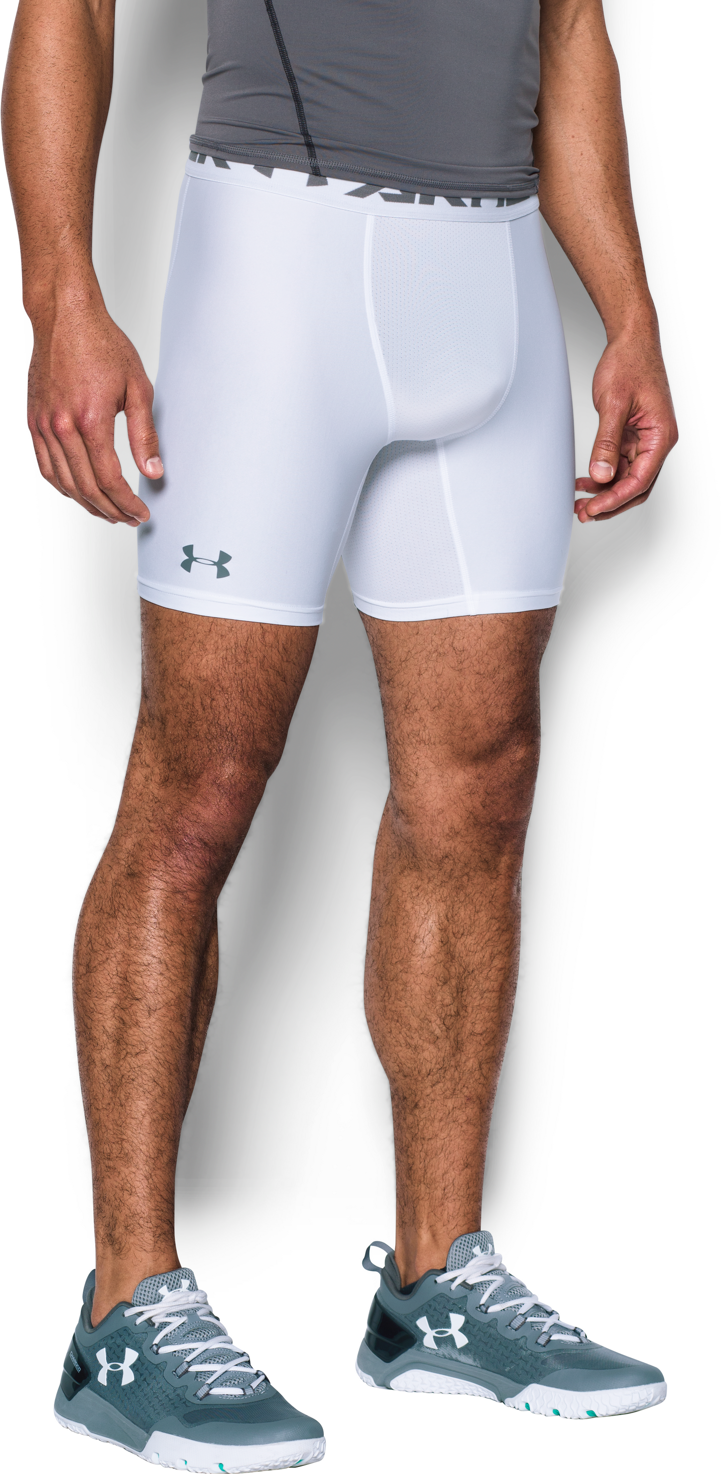 Short de compression Under Armour HeatGear Armour Mid - Blanc
