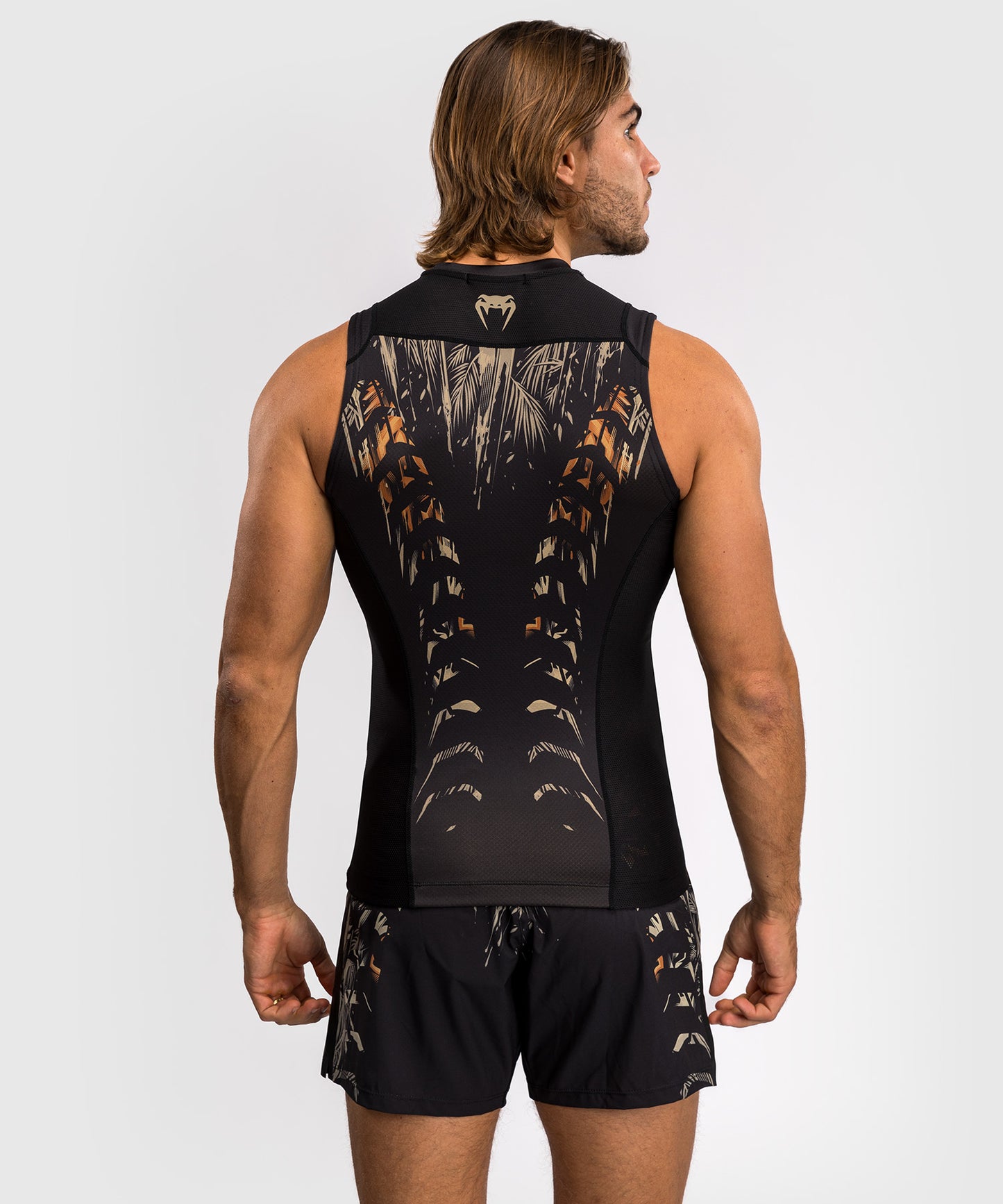 Rashguard sans Manches Venum Tiger pour Hommes - Noir/Orange Néon
