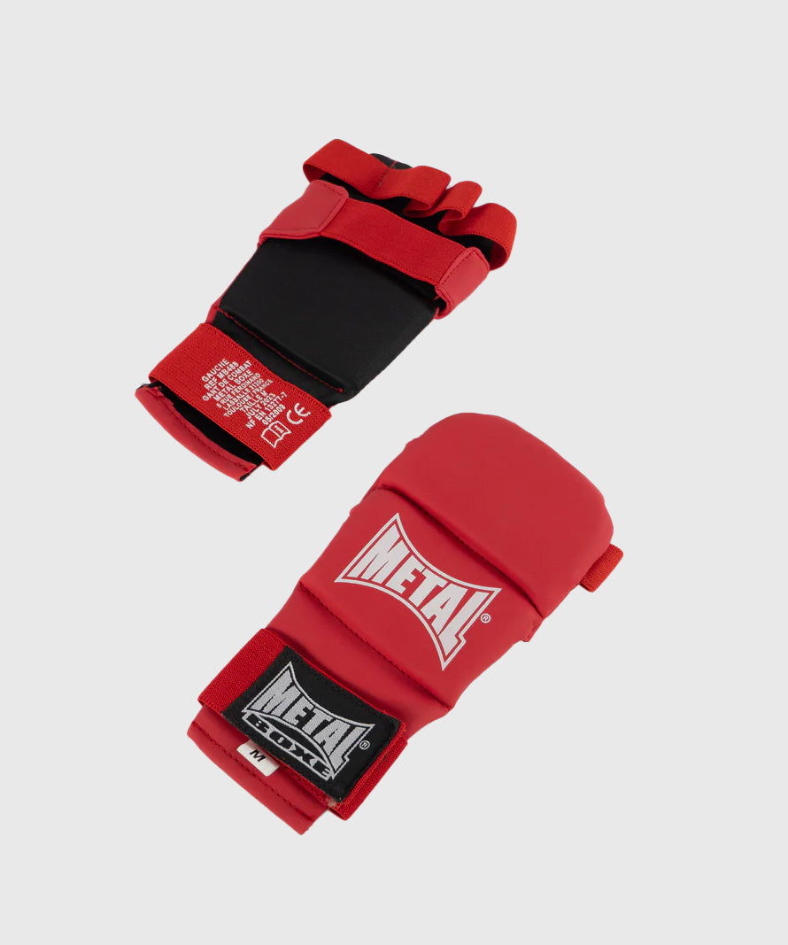 Metal Boxing Ju Jitsu Gloves - Red