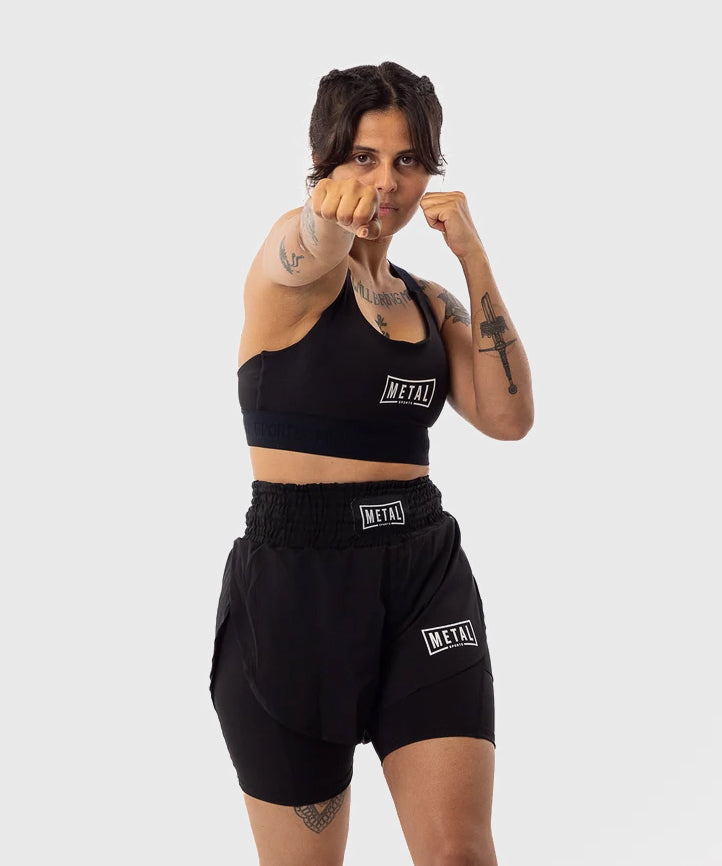Metal Boxe Pantalones de Combate 2 en 1 de Mujer - Negro