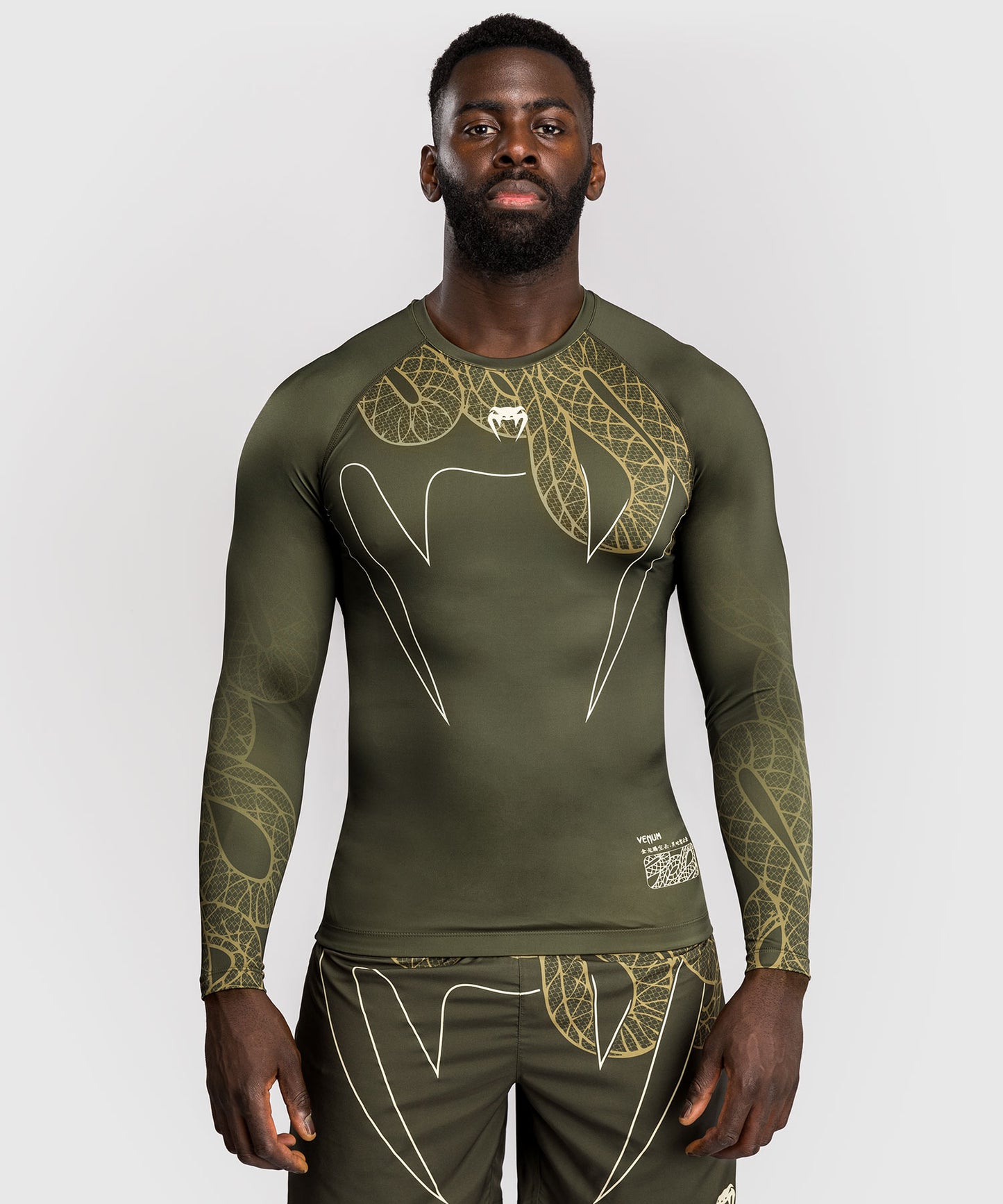 Venum Serpenti Langarm-Rashguard - Khaki/Bronze/Elfenbeinfarben