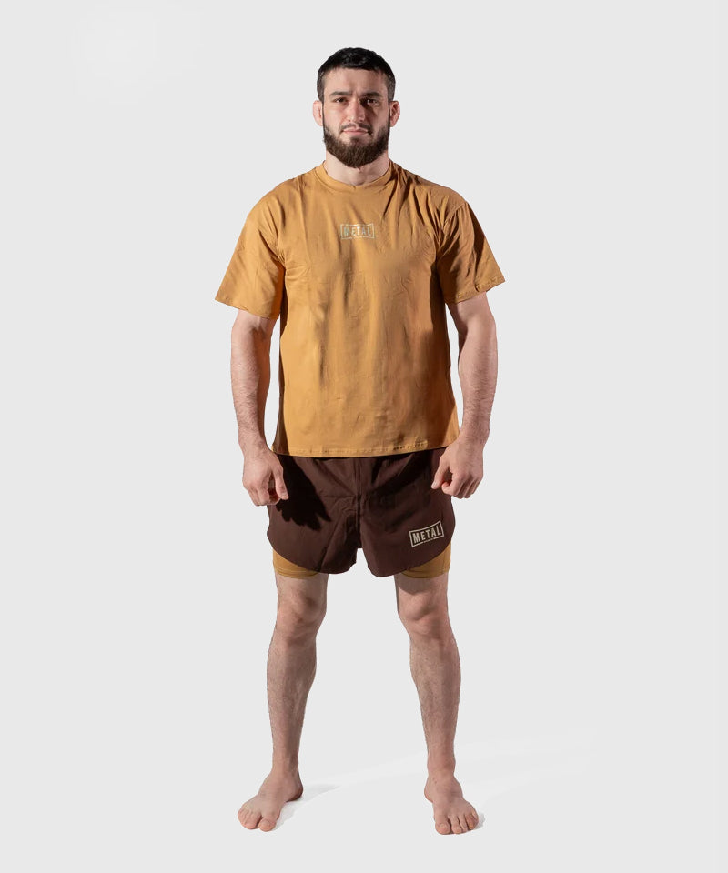 T-Shirt Coton Metal Boxe Caucasian Hills - Beige