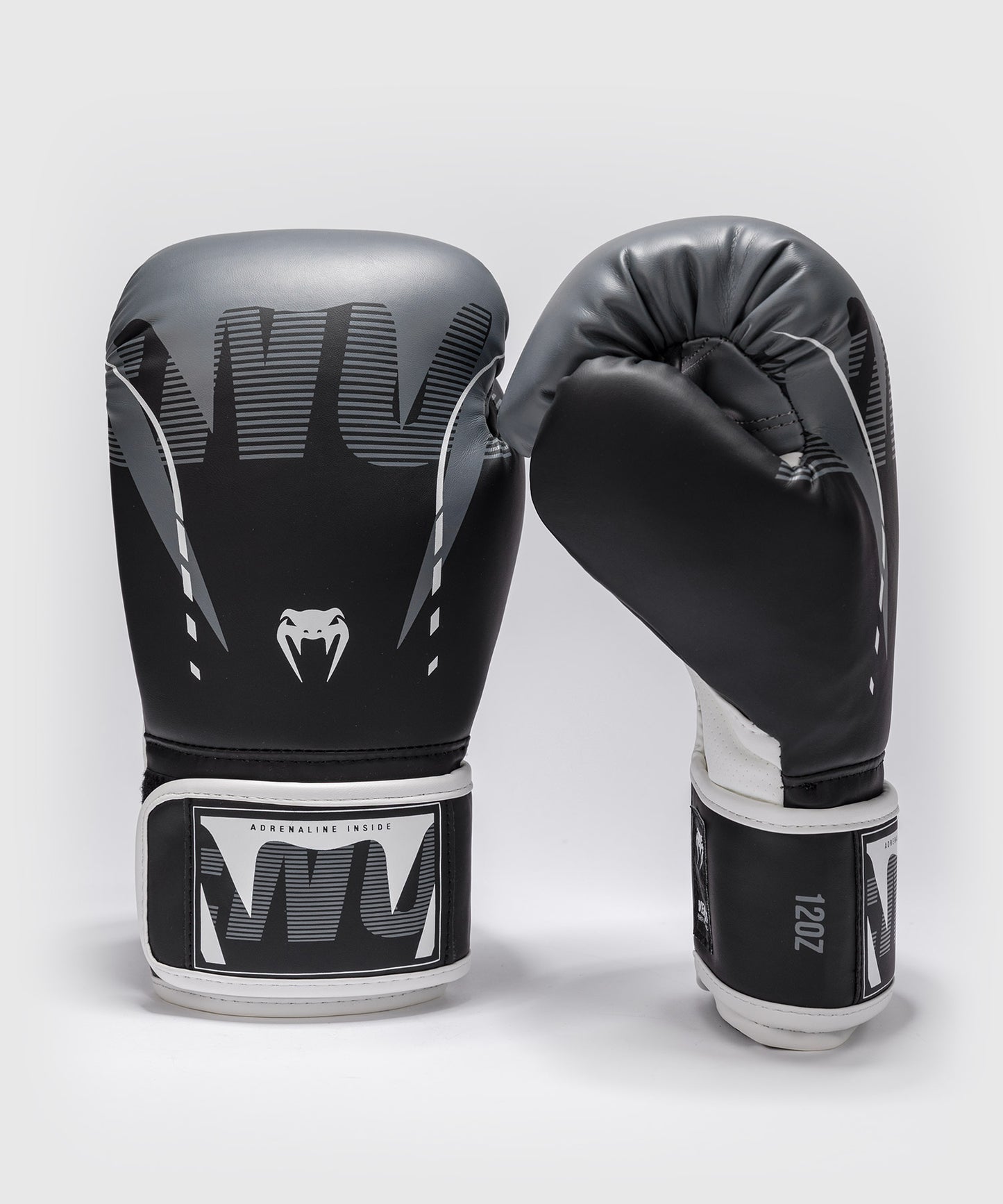 Venum Adrenaline Boxing Gloves - Black/Silver Grey