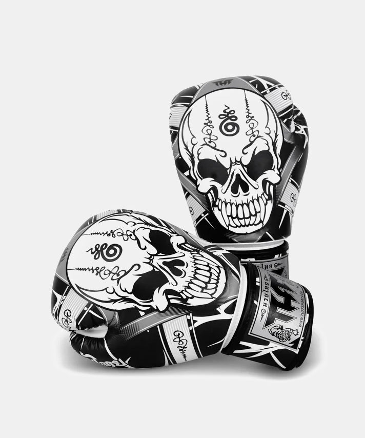Tuff Skull Boxing Gloves - Black/White