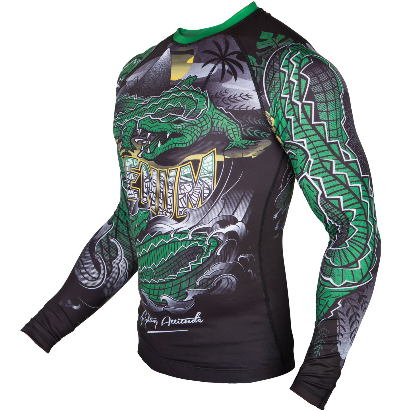 Rashguard Venum Crocodile - Nero/Verde - Maniche lunghe