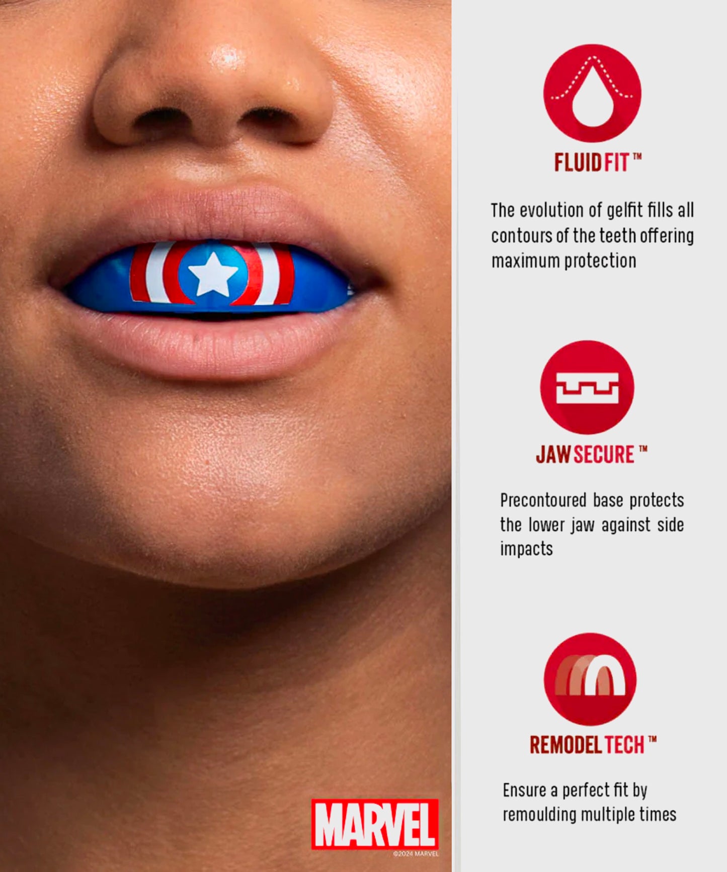 Protège-Dents Safejawz Marvel - Captain America - Bleu