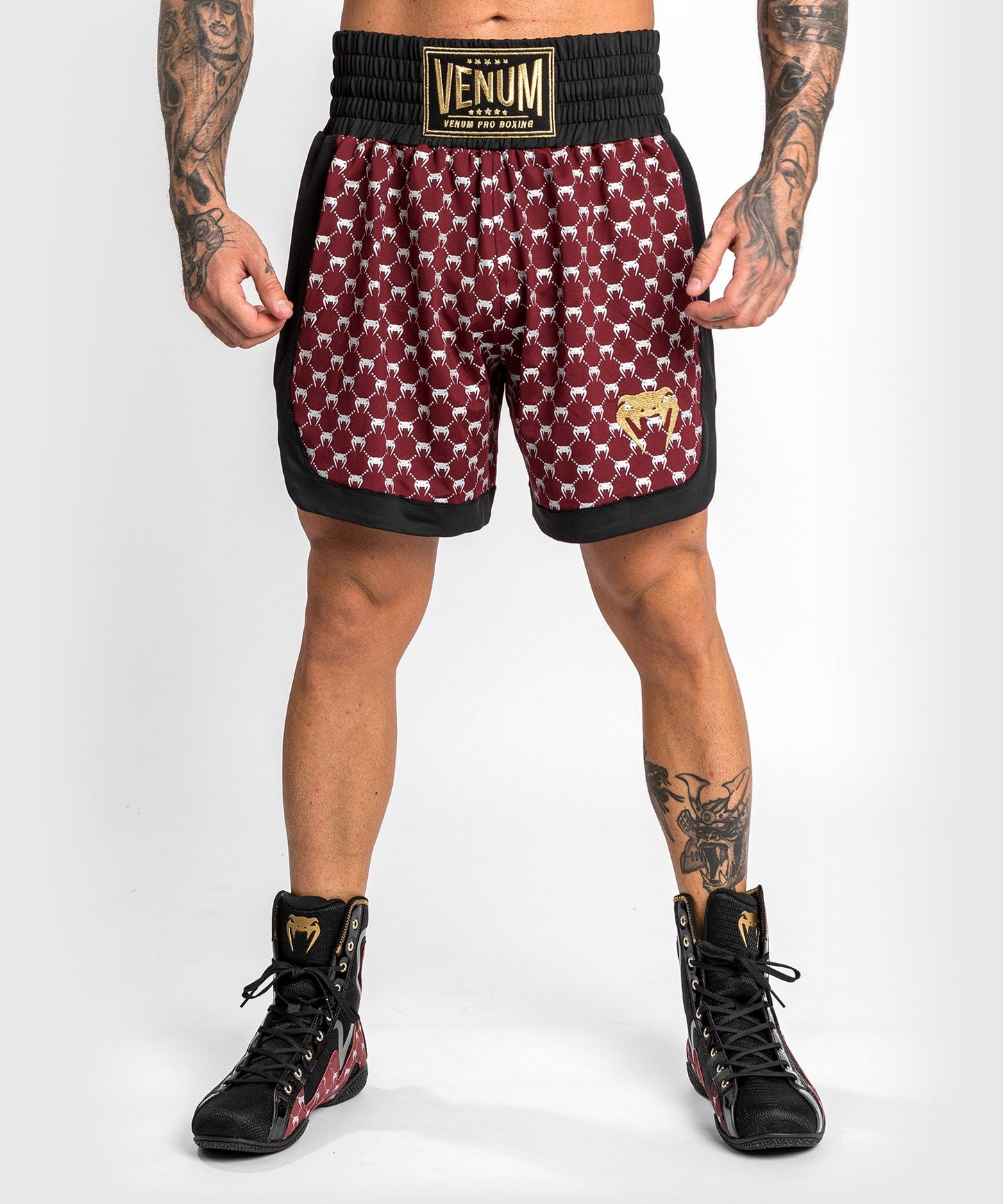 Venum Monogram Boxing Short - Black/Bordeaux
