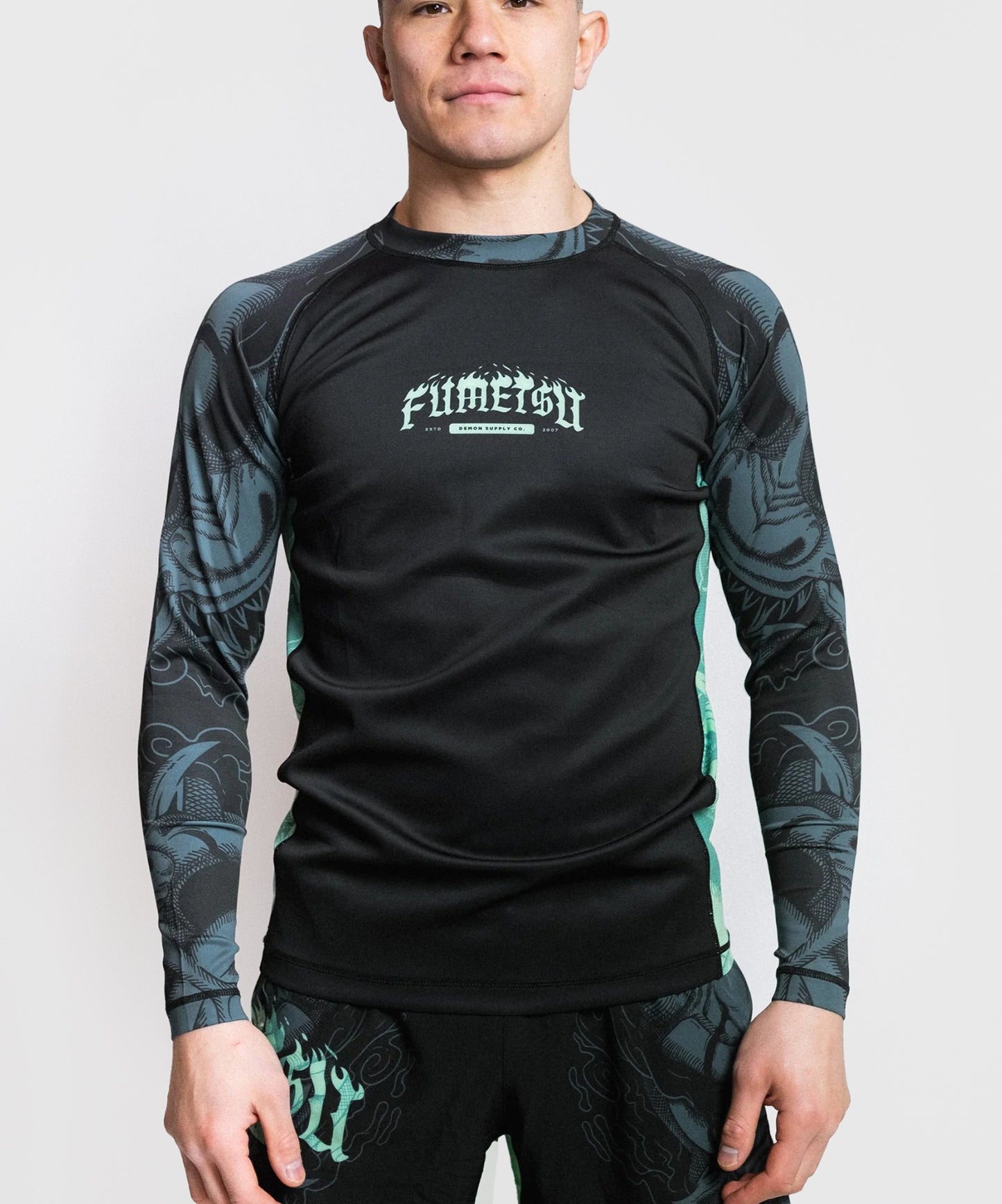 Fumetsu Oni Long Sleeve Rashguard - Black/Blue/Green