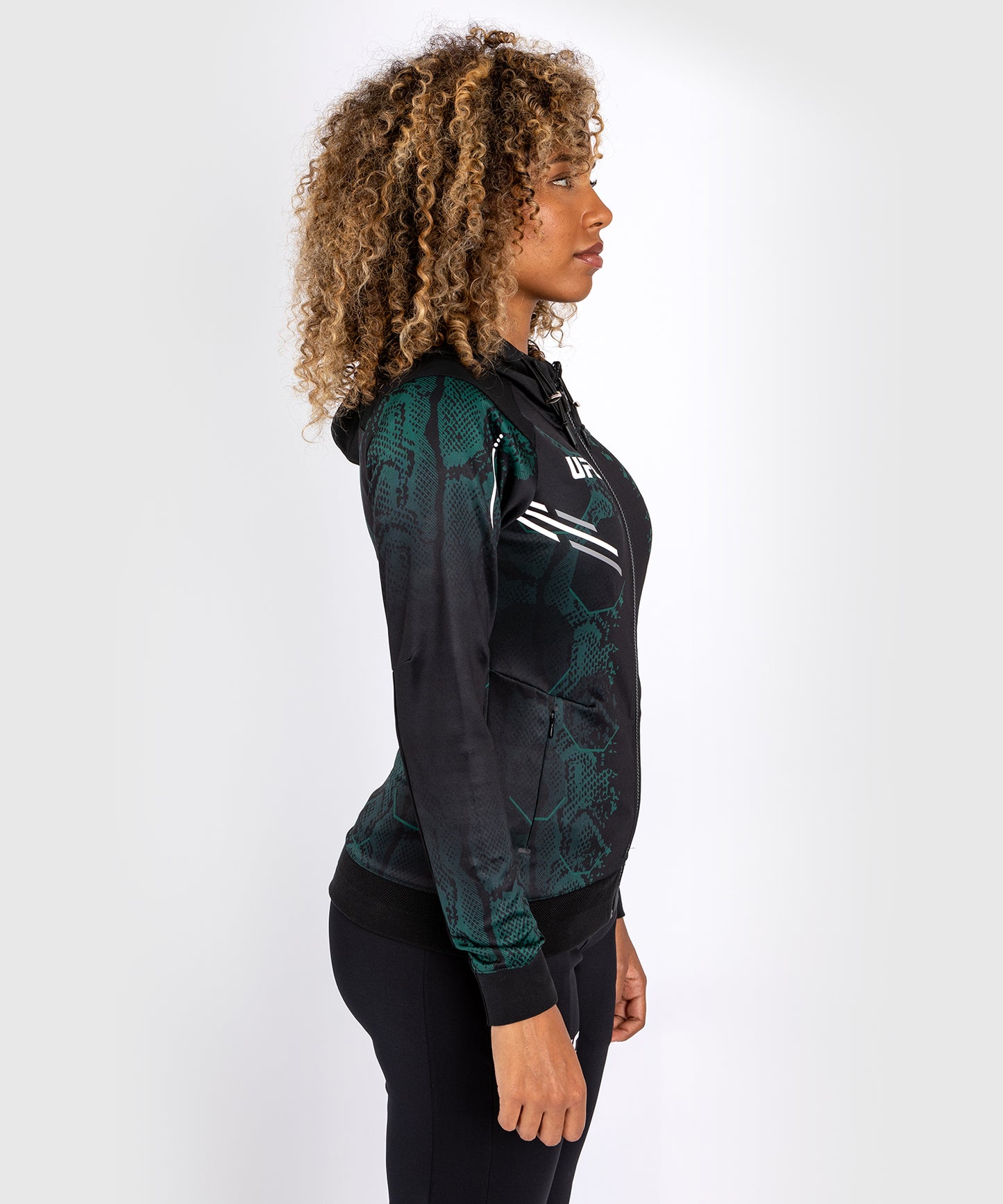Sweat à capuche pour femmes UFC Adrenaline by Venum Authentic Fight Night - Emerald Edition - Vert/Noir