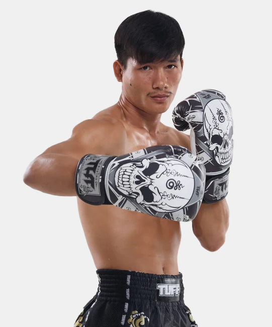 Tuff Skull Boxing Gloves - Black/White