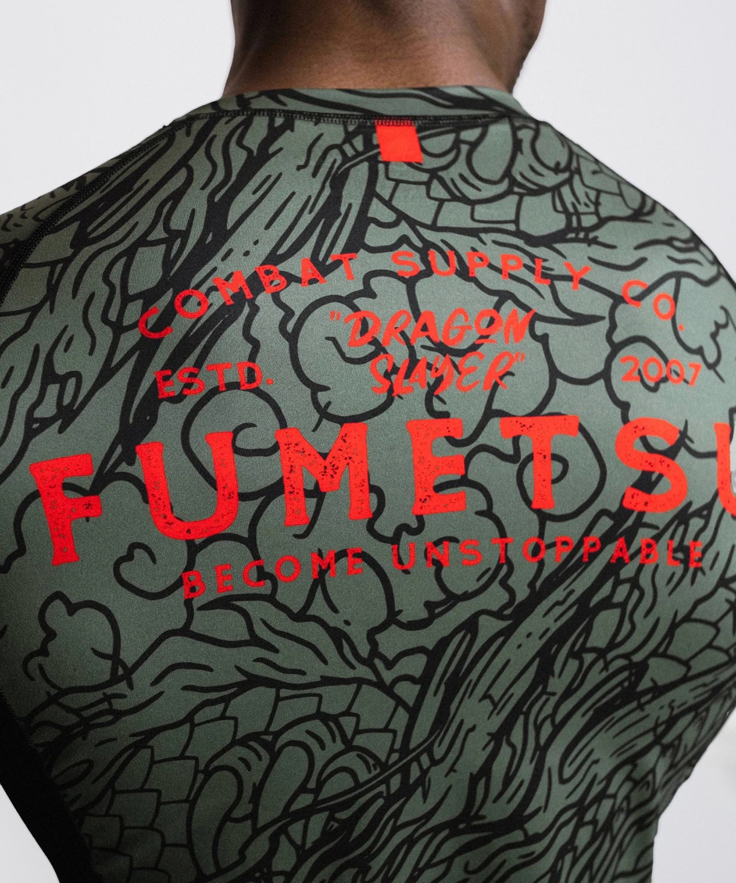 Fumetsu Dragon Slayer Long Sleeve Rashguard - Khaki/Orange
