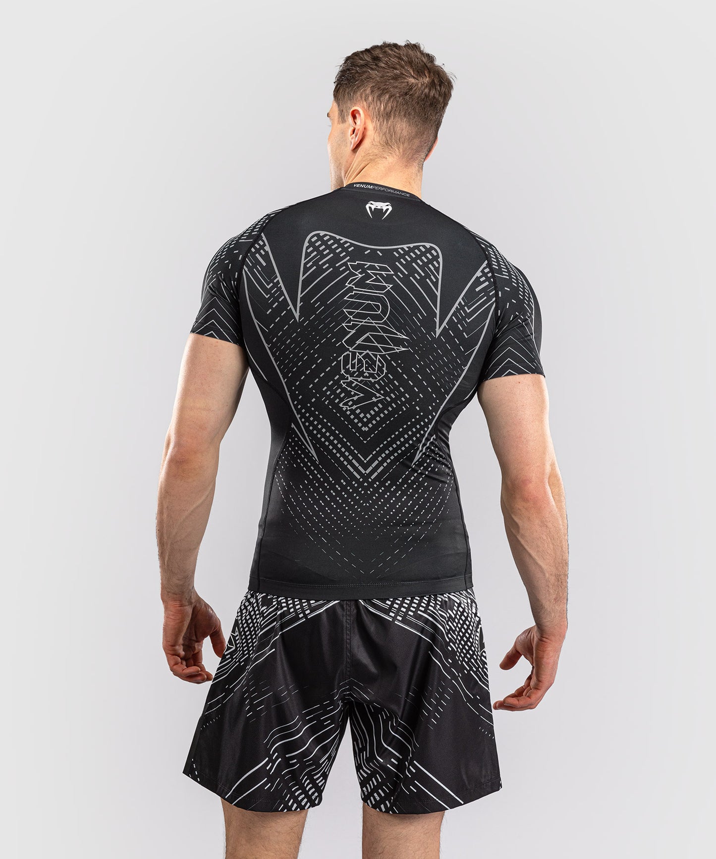 Venum Midnight Fury Rashguard Manga Corta – Negro/Gris/Plata