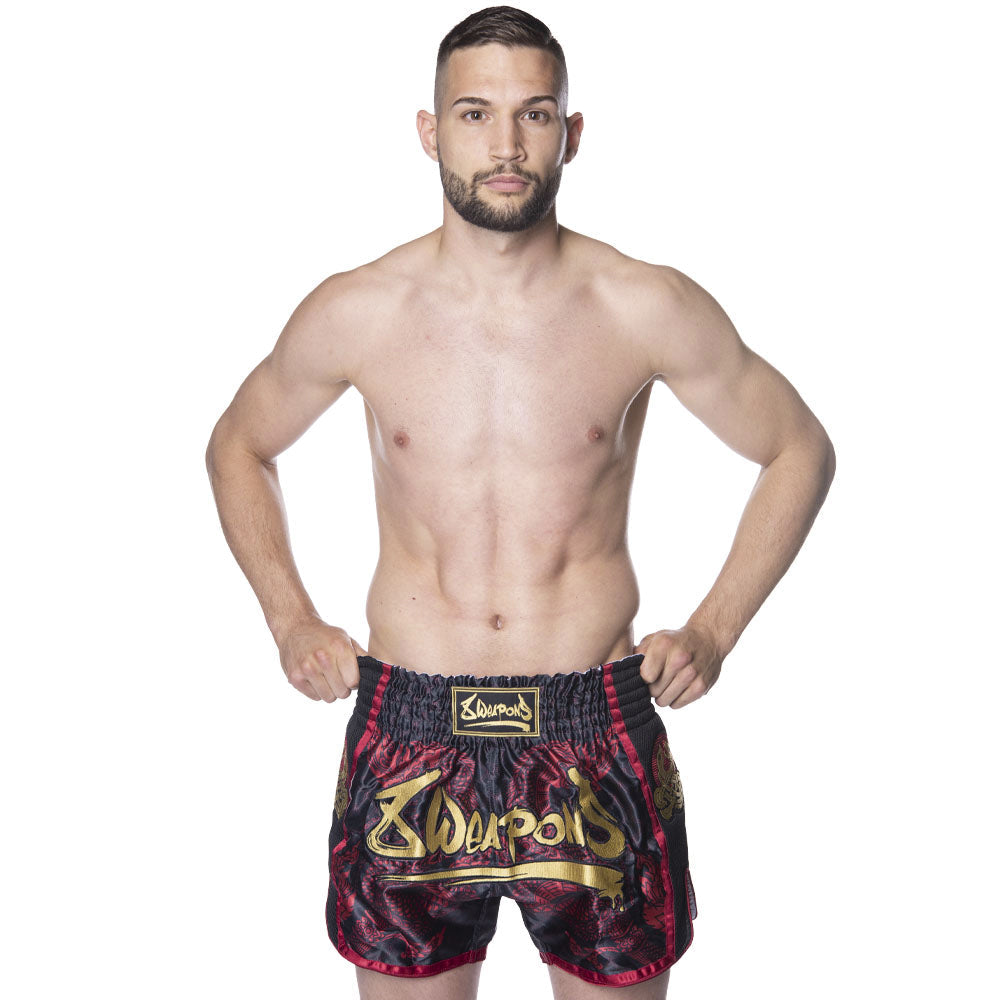 Muay Thai Short 8 Weapons Super Mesh Naga Black - Red