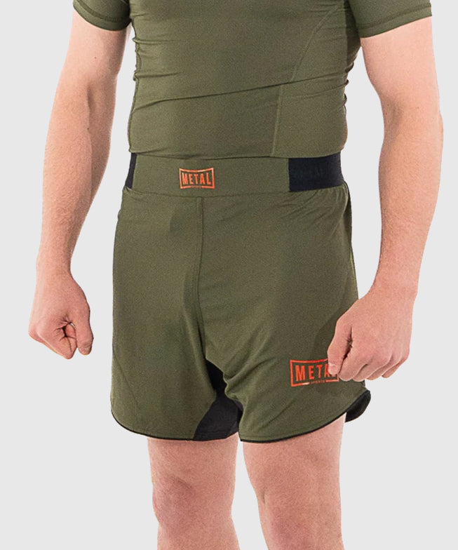 Fightshort Metal Boxe - Kaki/Orange
