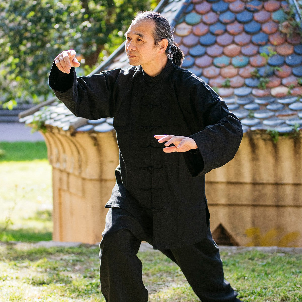 Kung Fu Fuji Mae Leinenjacke - Schwarz