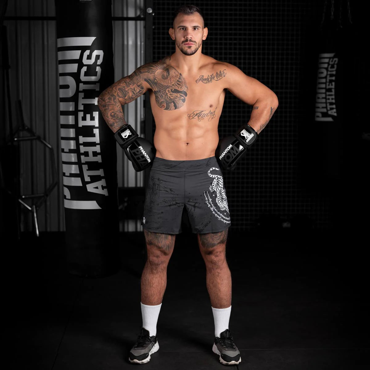 Fightshort Phantom Athletics Flex-S Muay Thai - Schwarz