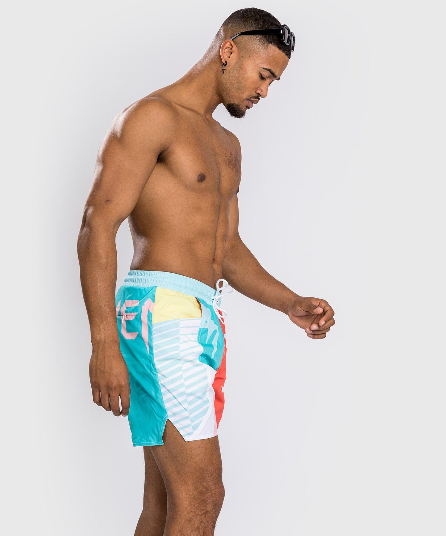 Venum Summer 88 Swim Shorts - Light Blue/Red Flame