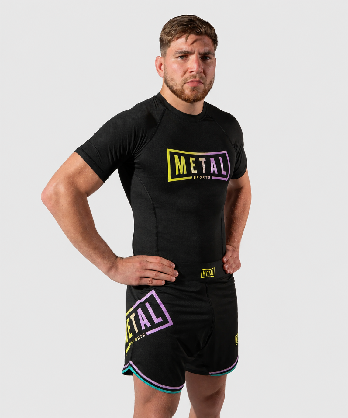Metal Boxe Performance Post Cutting Treats Kurzarm-Rashguard - Schwarz