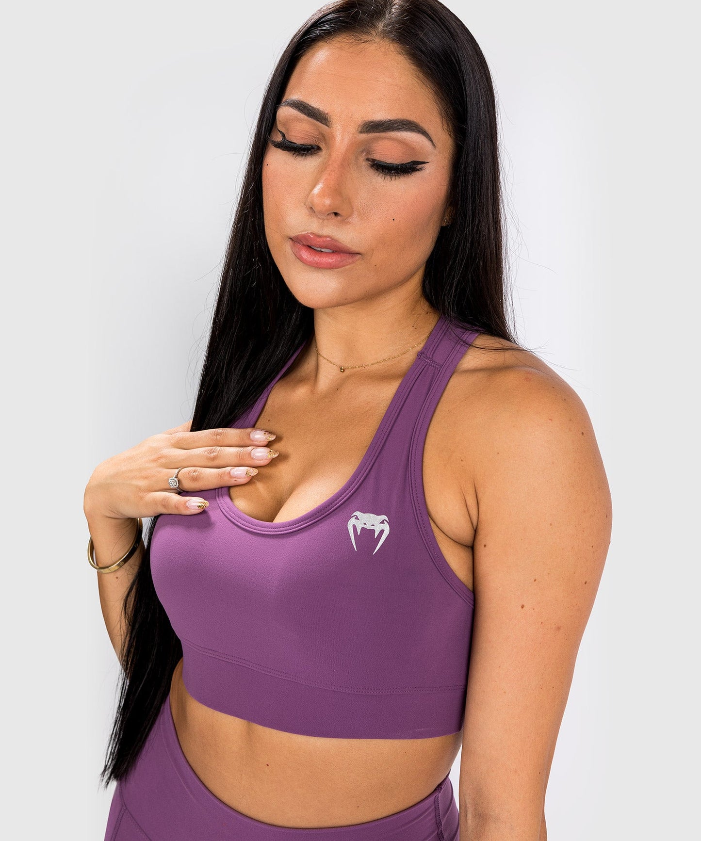 Venum Essential Medium Impact Bra - Dark Orchid/Brushed Silver