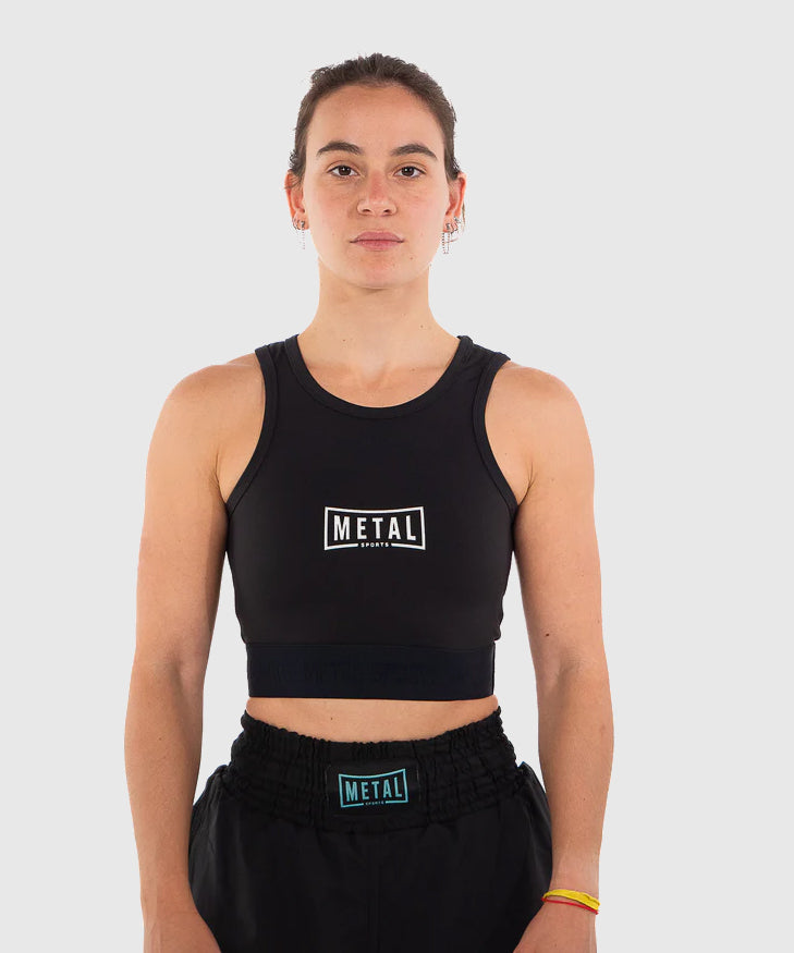 Women's Metal Boxing Sports Bra - Black