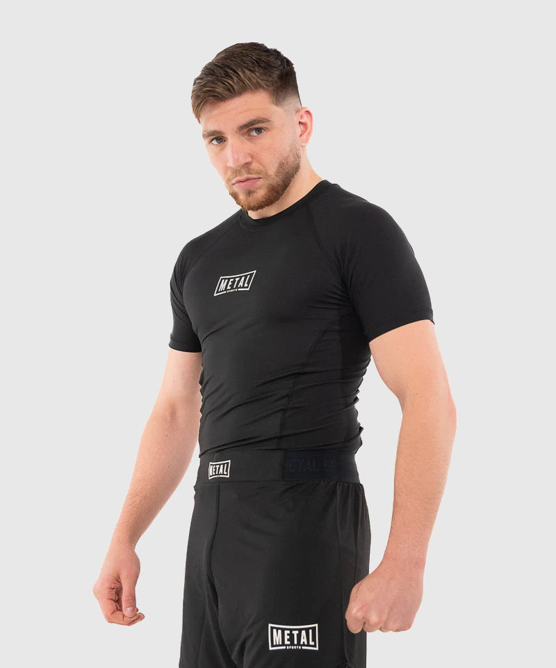 Rashguard Manches Courtes Metal Boxe Performance - Noir