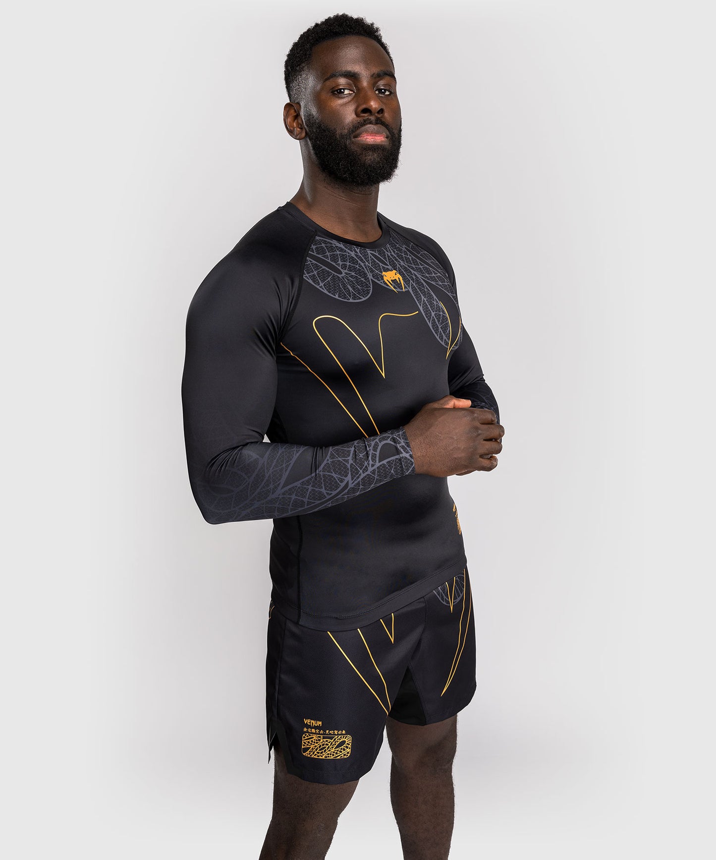 Rashguard Manches Longues Venum Serpenti – Noir/Argent/Or