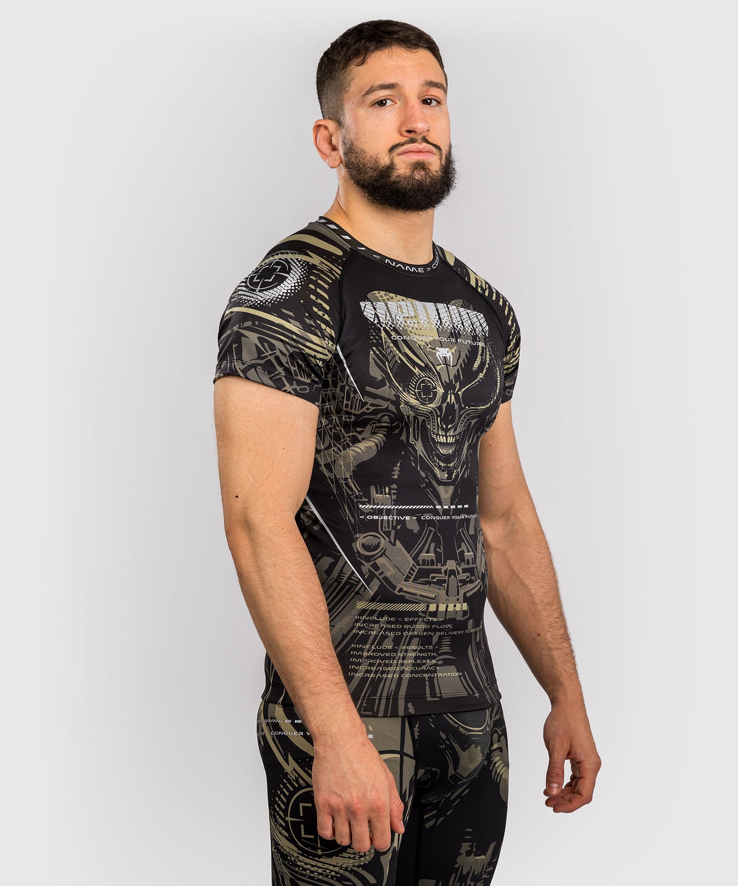 Venum Space Invader lycra de manga corta - Negro/Arena