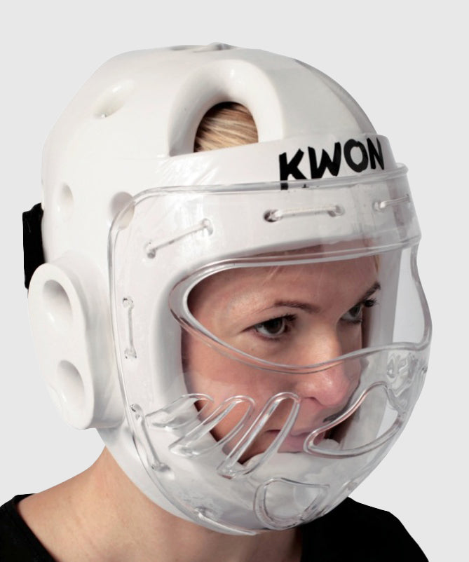 Casque de Taekwondo avec visière Kwon KSL - Blanc - Homologué WT
