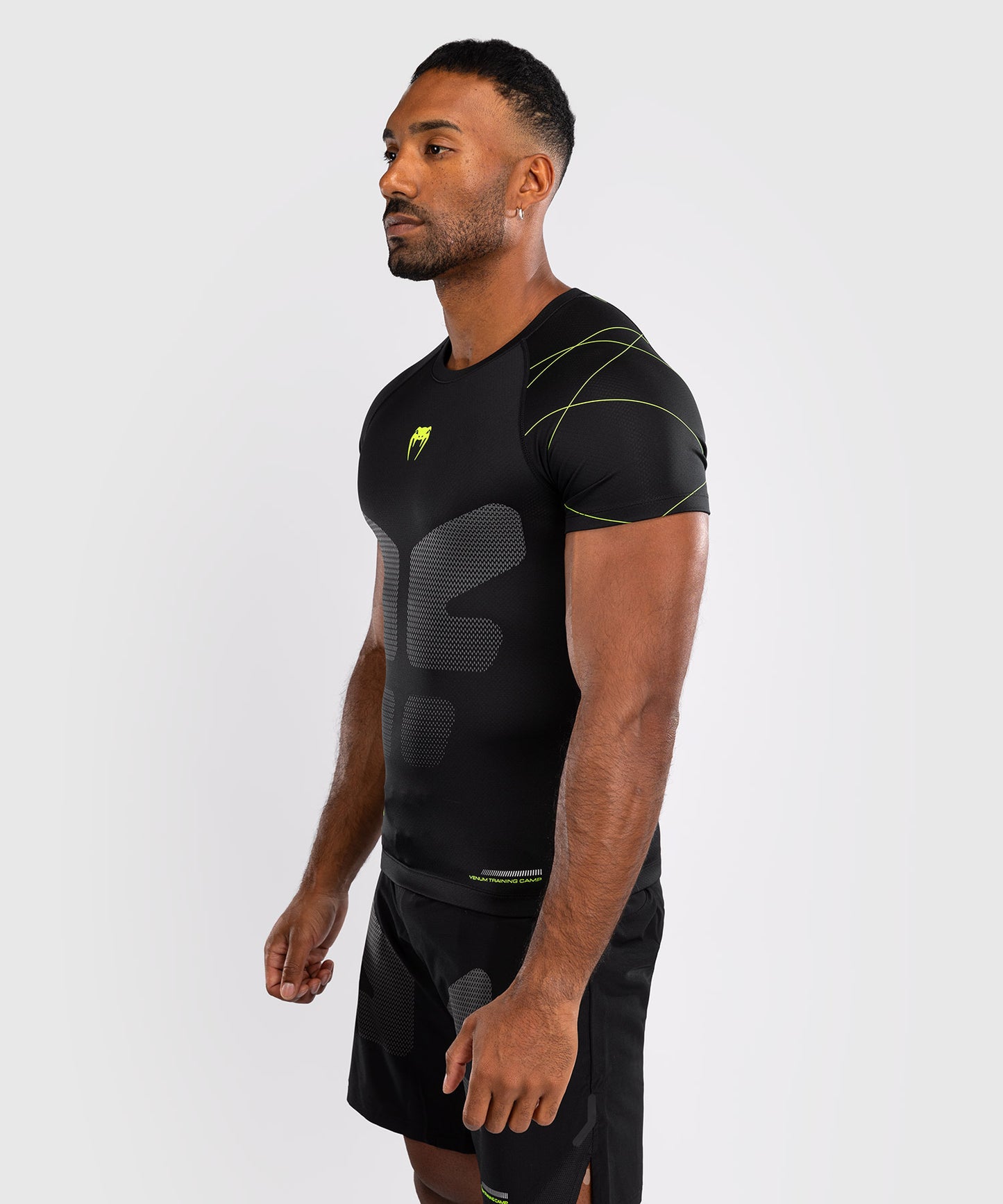 Venum Training Camp 4.0 Kurzarm Rashguard - Schwarz/Neo-Grün
