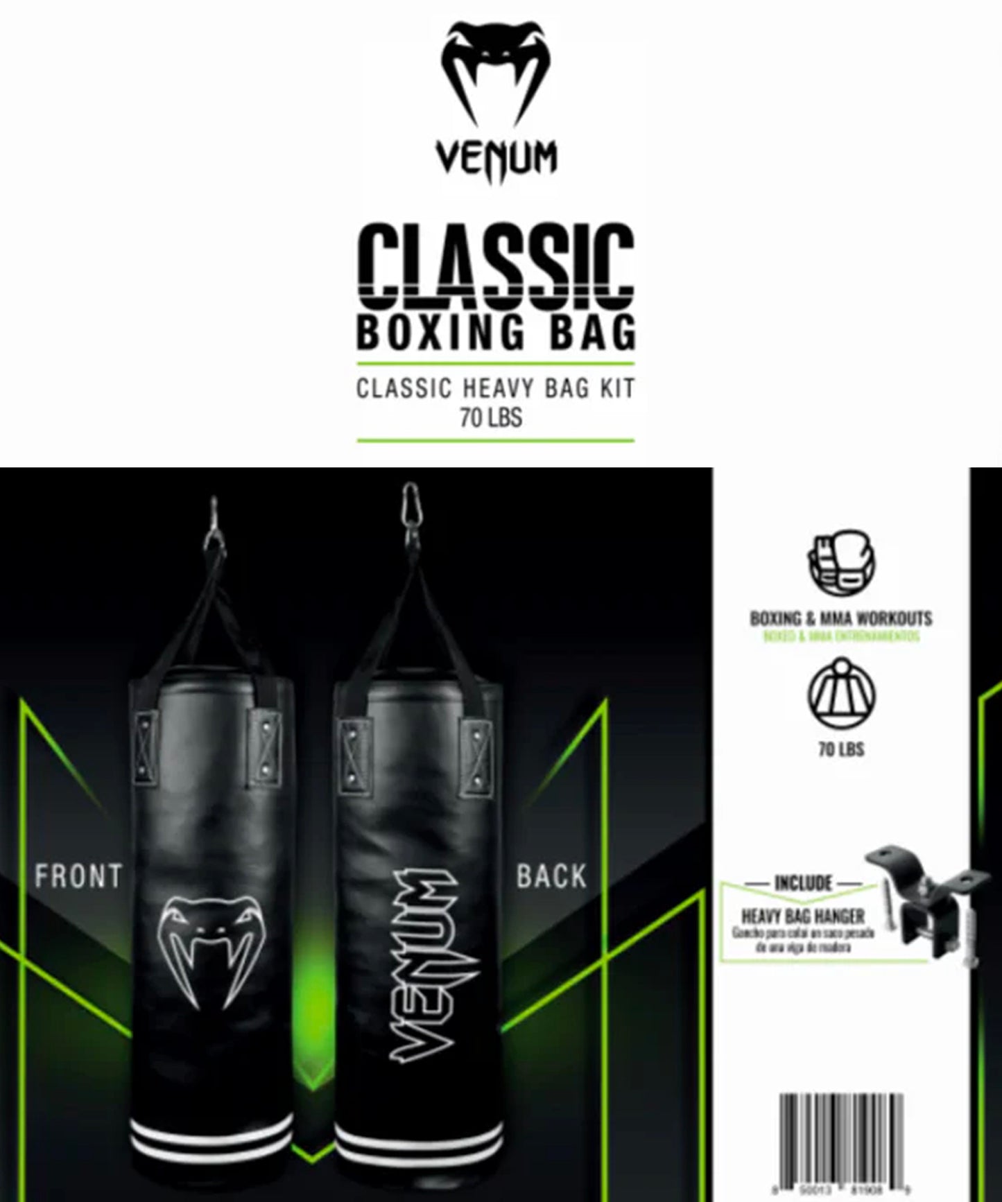 Kit Sac de frappe lourd Venum Classic - 30kgs - Edition WLMT