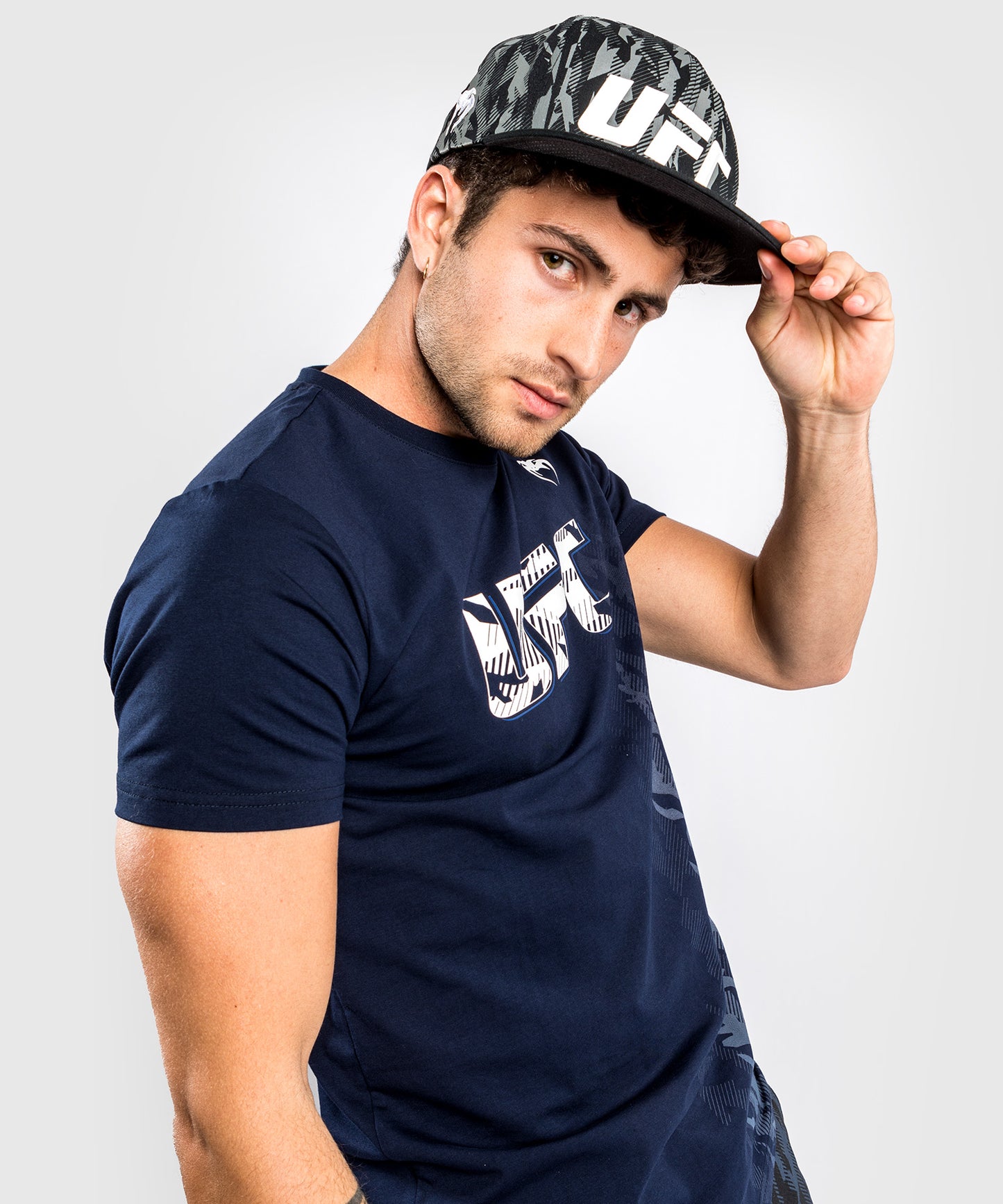 T-shirt Manches Courtes en Coton Homme UFC Venum Authentic Fight Week - Bleu Marine