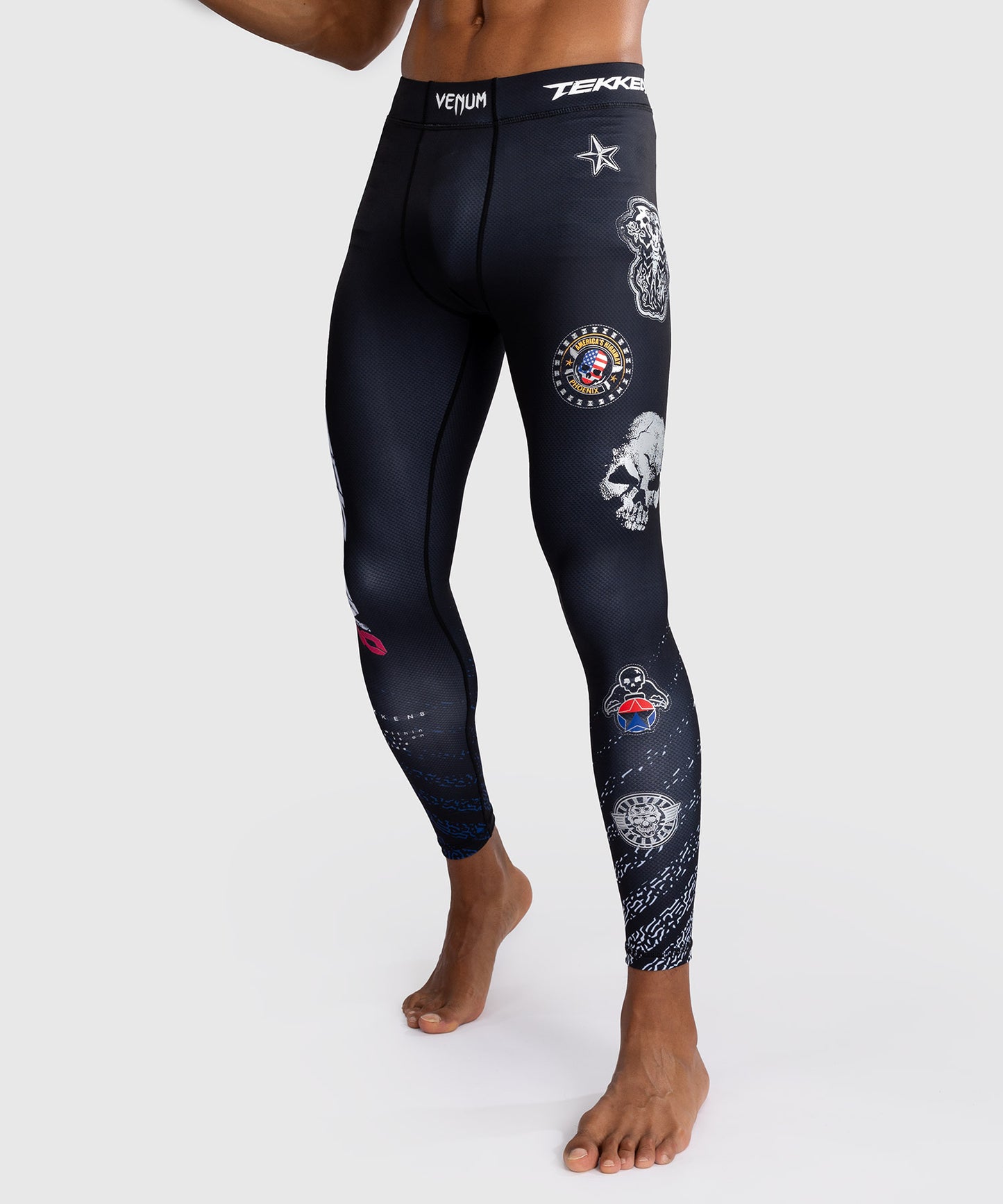 Venum x Tekken 8 Compression Pants - Paul Phoenix - Black/Blue