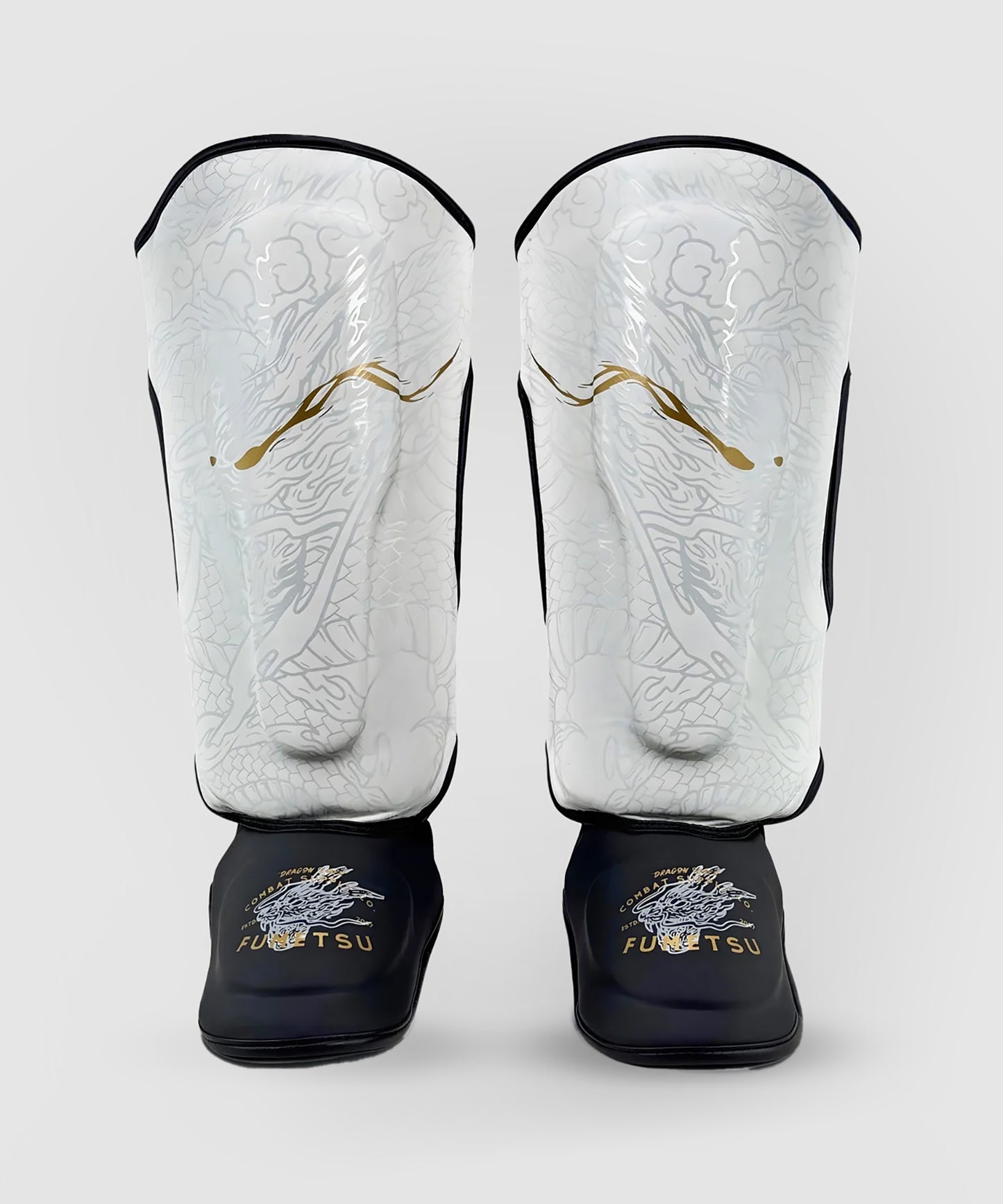 Fumetsu Dragon Slayer shin guards - White/Gold