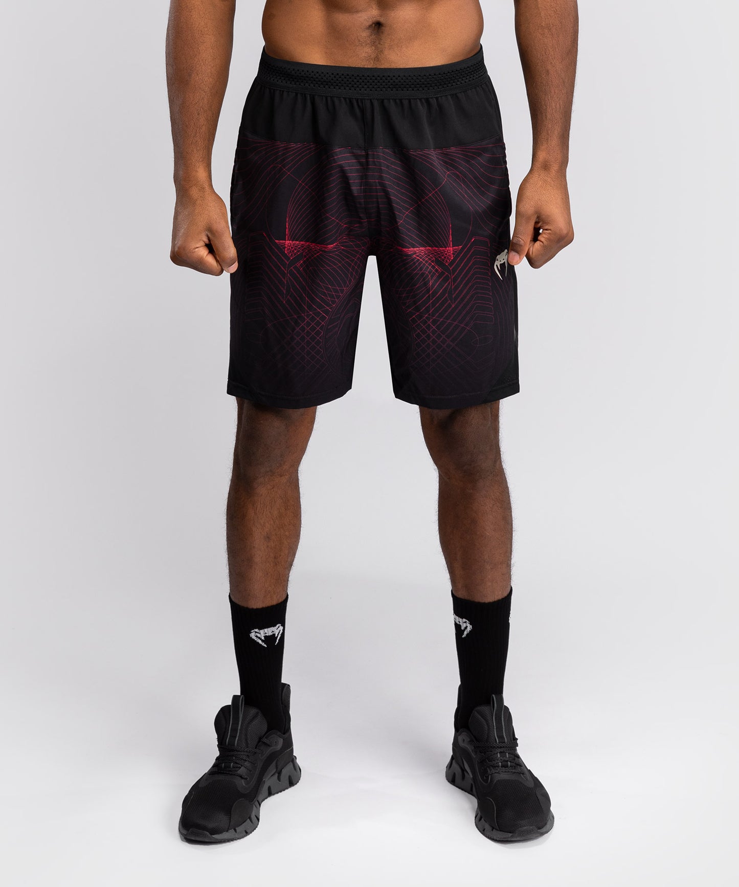 Short d'entraînement Venum G-Fit Air pour Hommes - Noir Profond/Rouge Feu