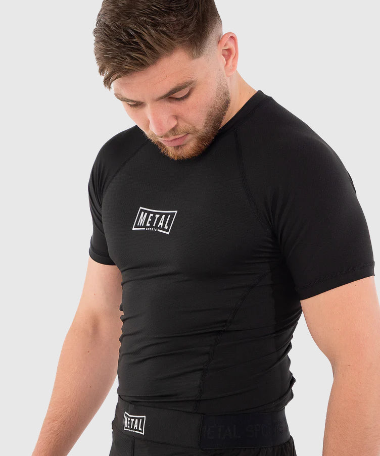 Rashguard Manches Courtes Metal Boxe Performance - Noir