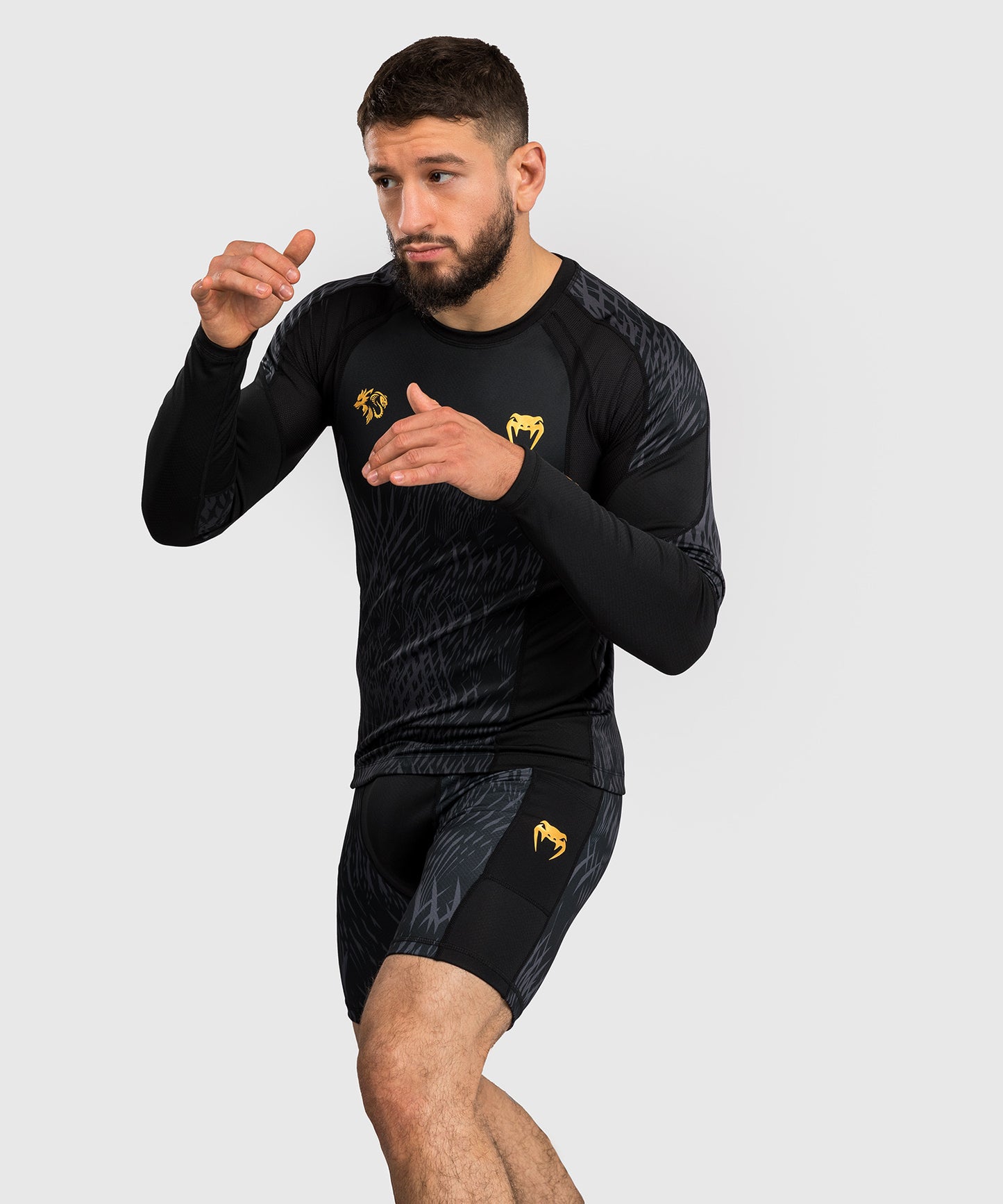 Venum x Chimaev Langarm-Rashguard - Schwarz/Grau
