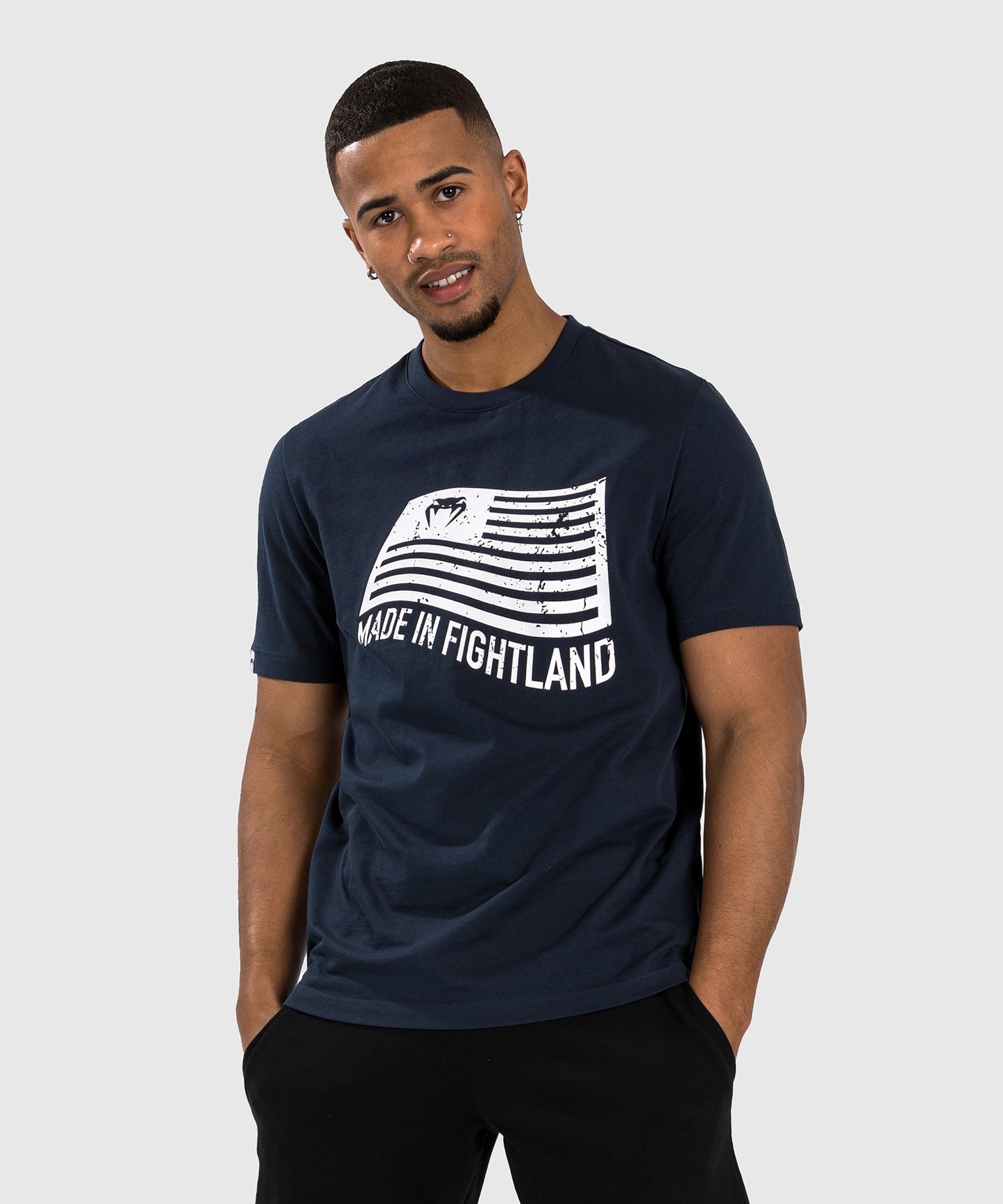 T-Shirt Venum Made in Fightland - Bleu marine/blanc