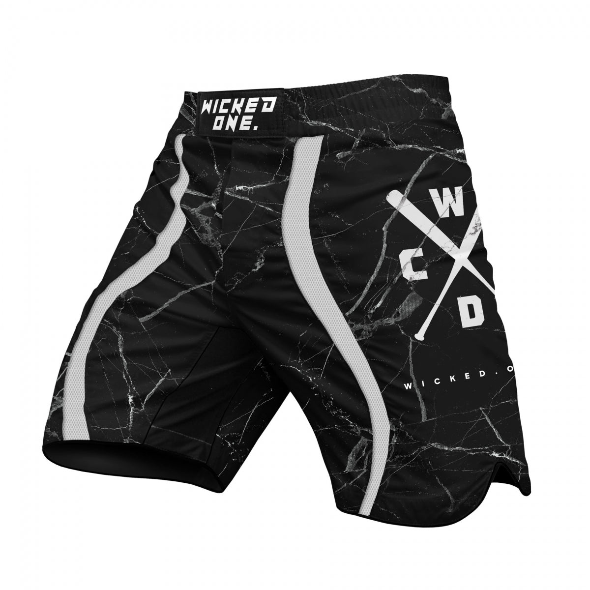 Fightshort Wicked One "Broken" - Schwarz/Weiß