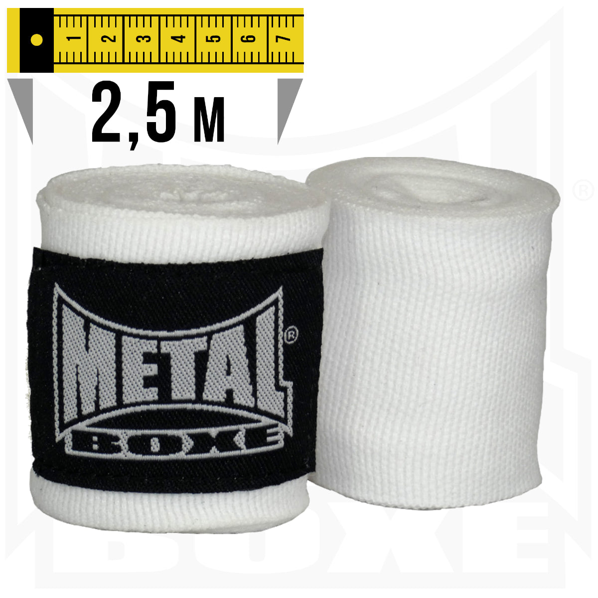 Bandages de Boxe Metal Boxe – Blanc – 2,5 m