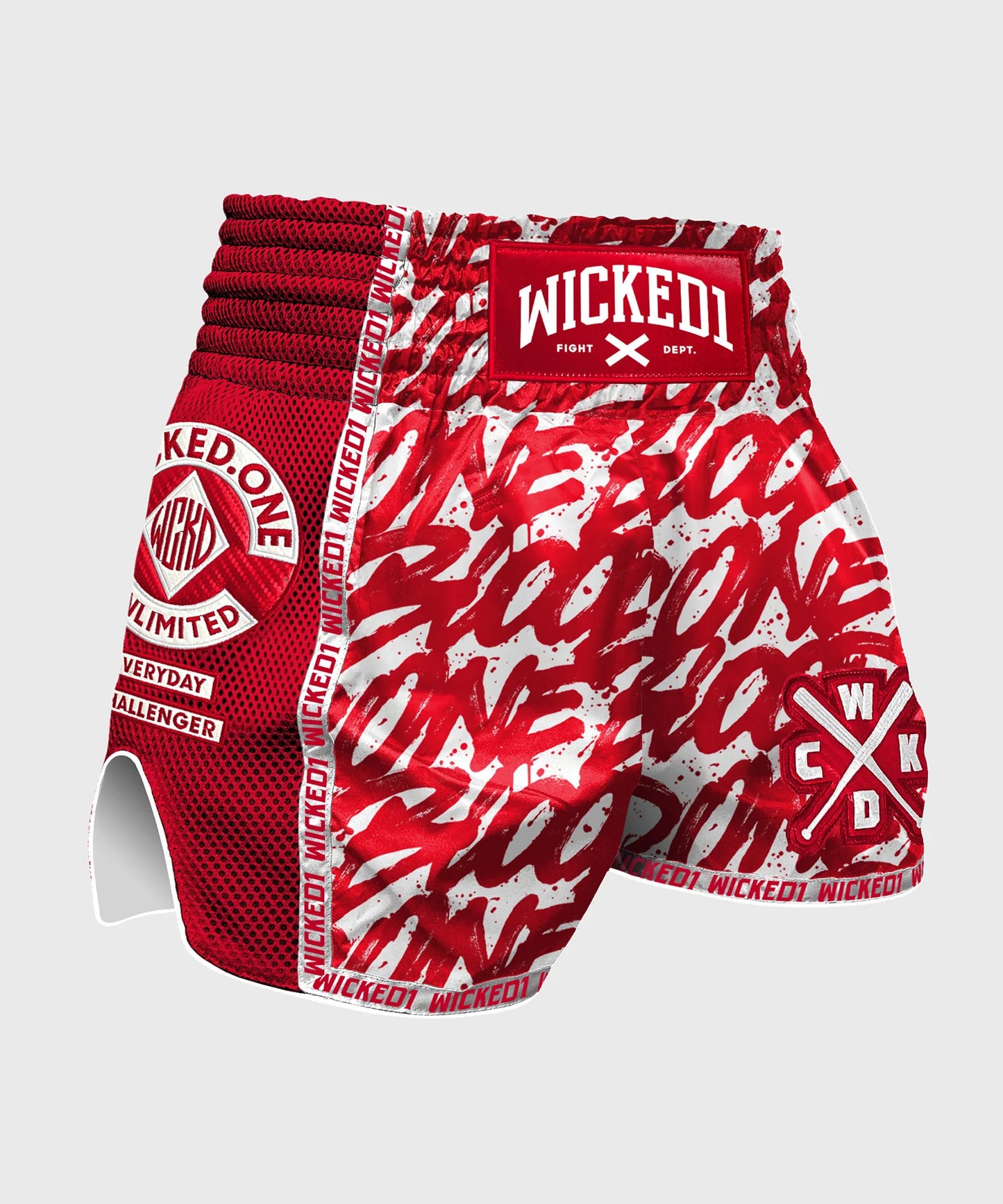 Short De Muay Thai Wicked One Blood - Rouge/Blanc
