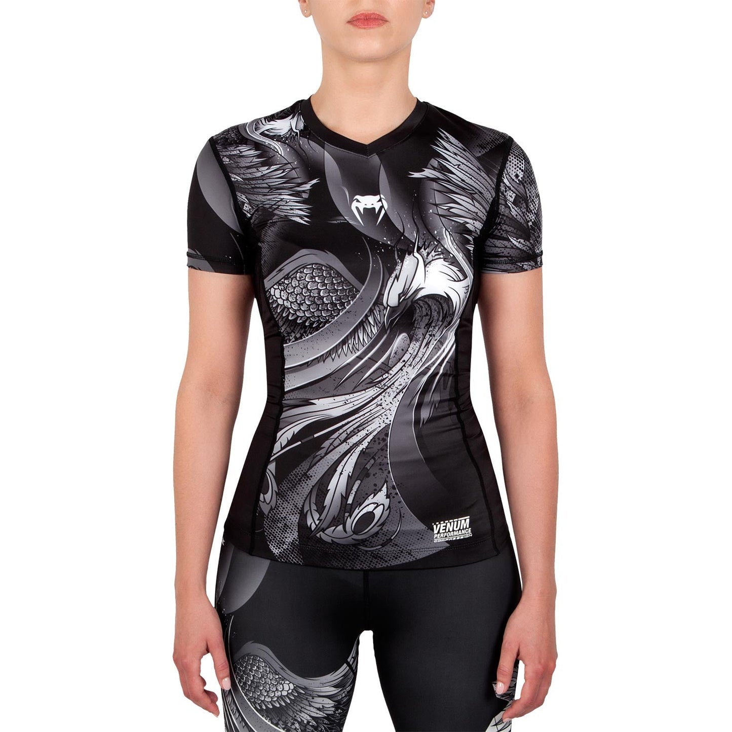 Venum Phoenix Women's Rashguard - Short Sleeve - Black/White