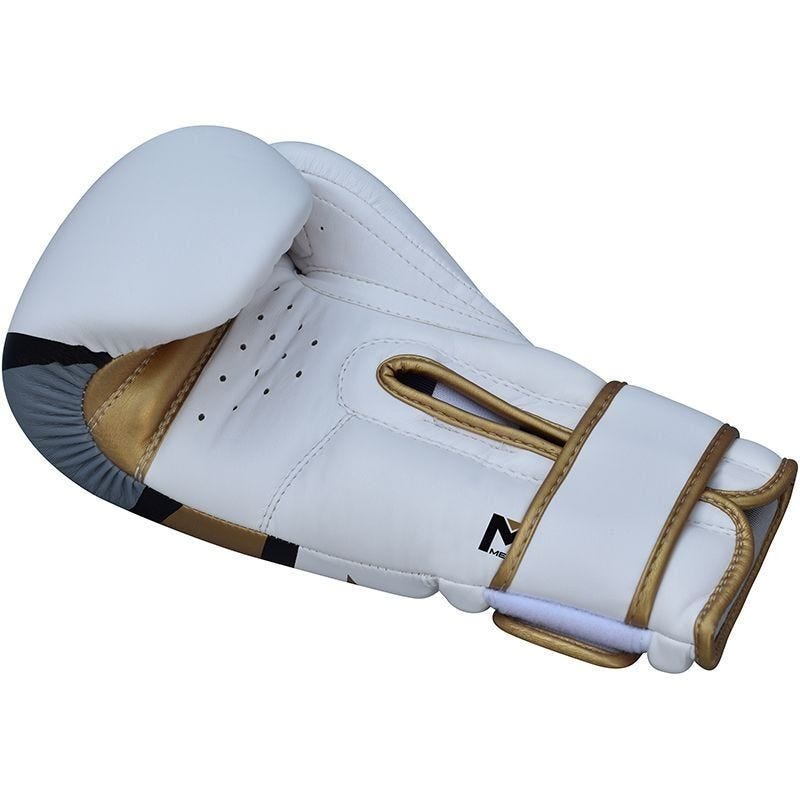 RDX Sports Quadro-Dome Boxing Gloves – White/Gold