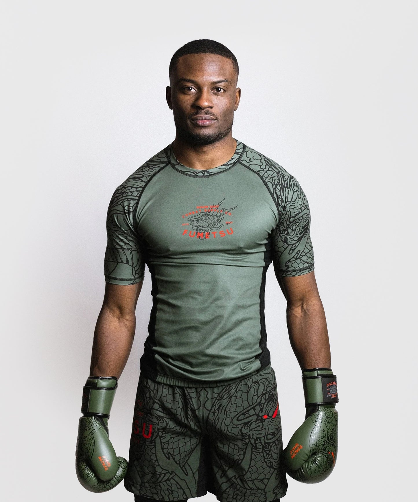 Fumetsu Dragon Slayer Short Sleeve Rashguard - Khaki/Orange