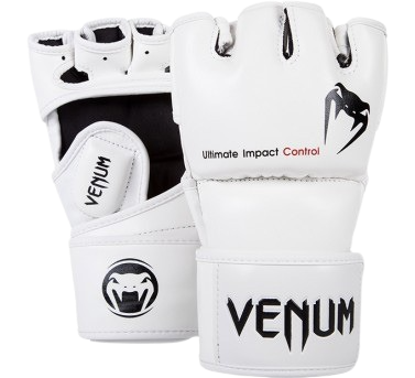 Gants MMA Venum Impact - Cuir Skintex - Blanc