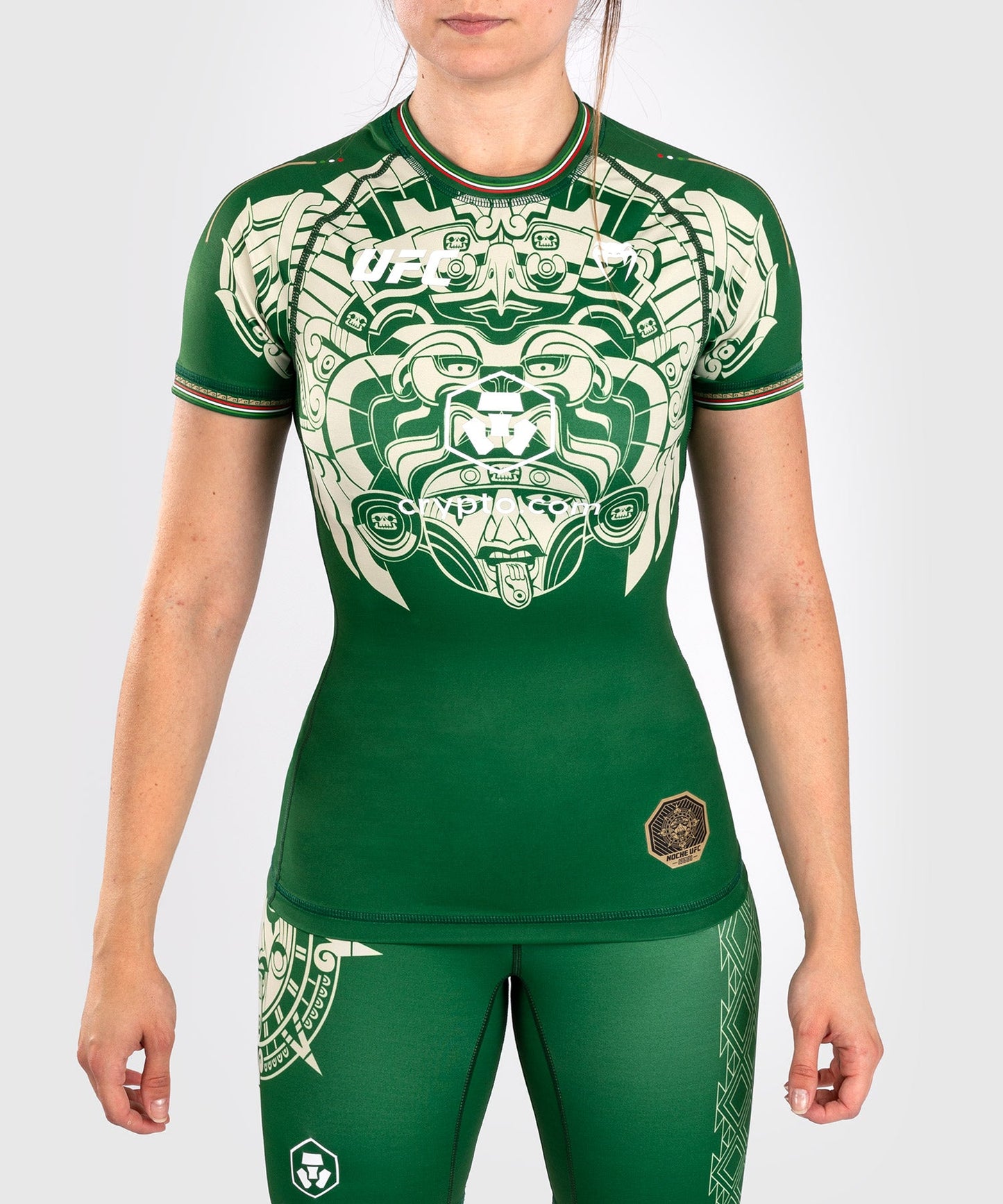 Noche UFC by Venum Authentic Fight Night Women's Short Sleeve Rashguard - Green