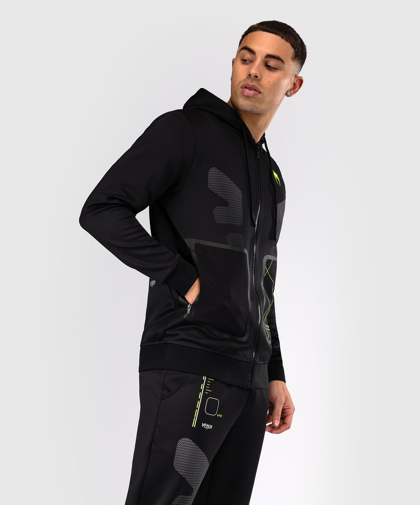 Venum Training Camp 4.0 Hooded Zipper - Schwarz/Grün Fluo