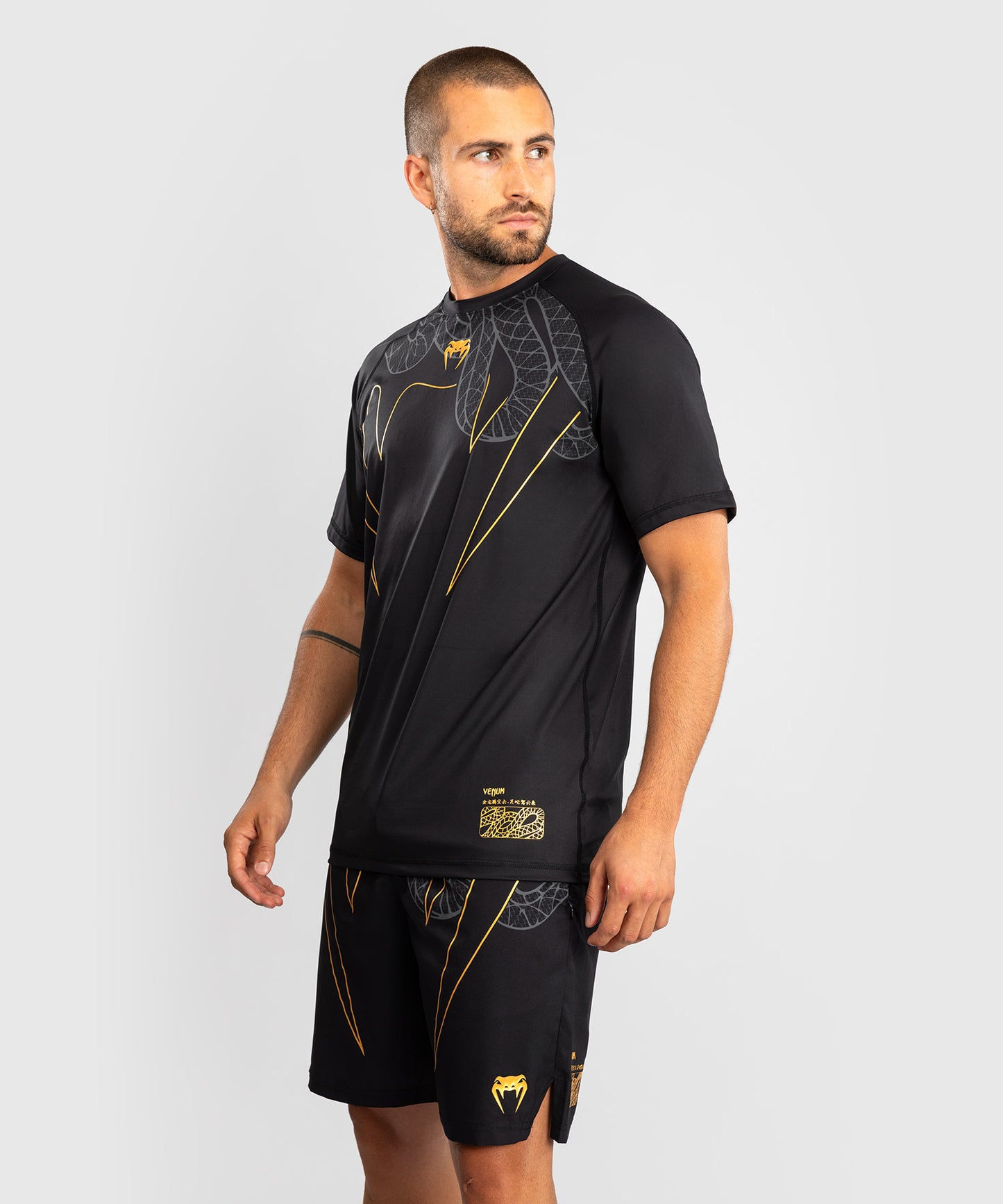 Venum Serpenti Dry Tech T-Shirt - Black/Silver/Gold