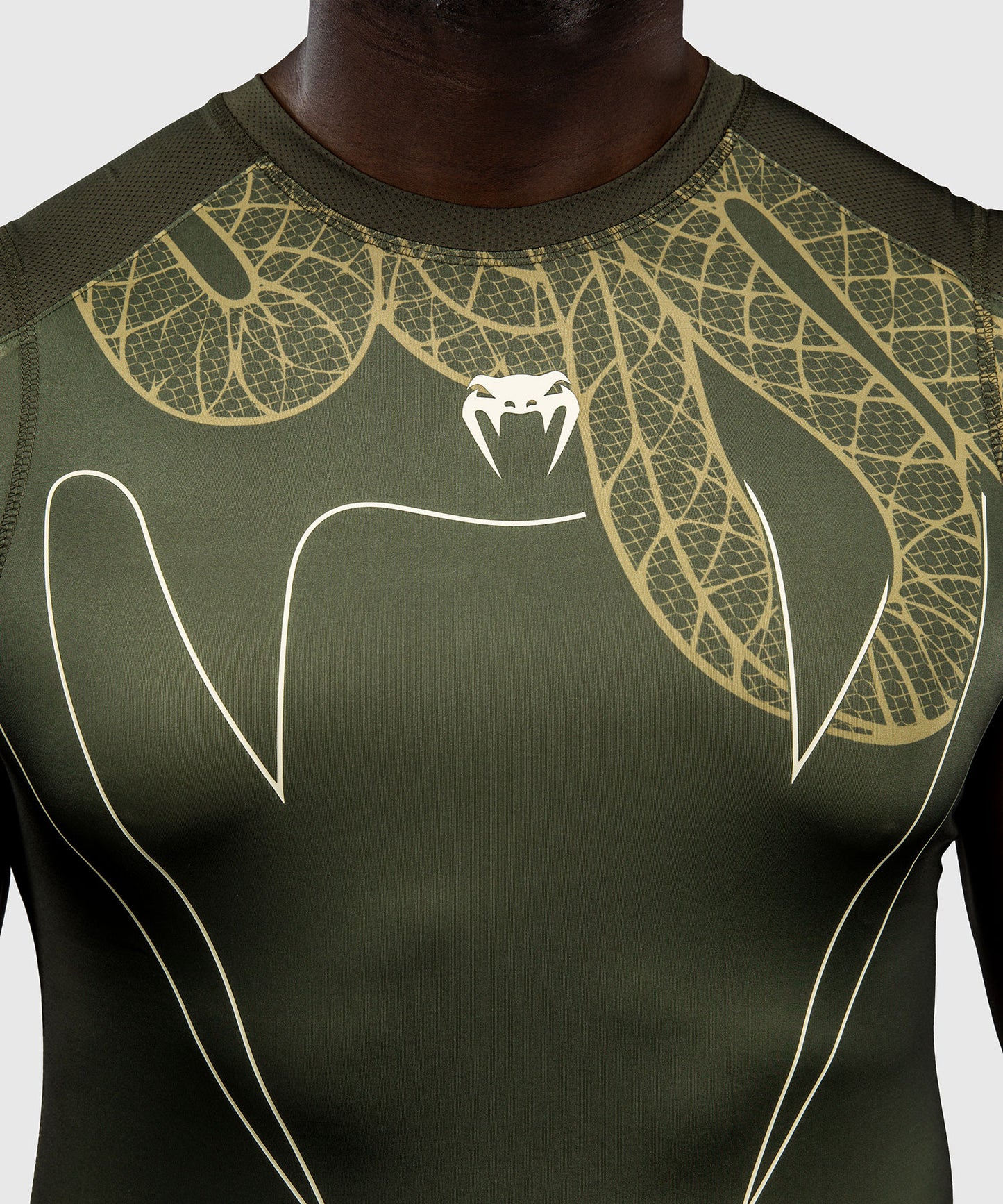 Rashguard Sans Manches Venum Serpenti – Kaki/Bronze/Ivoire